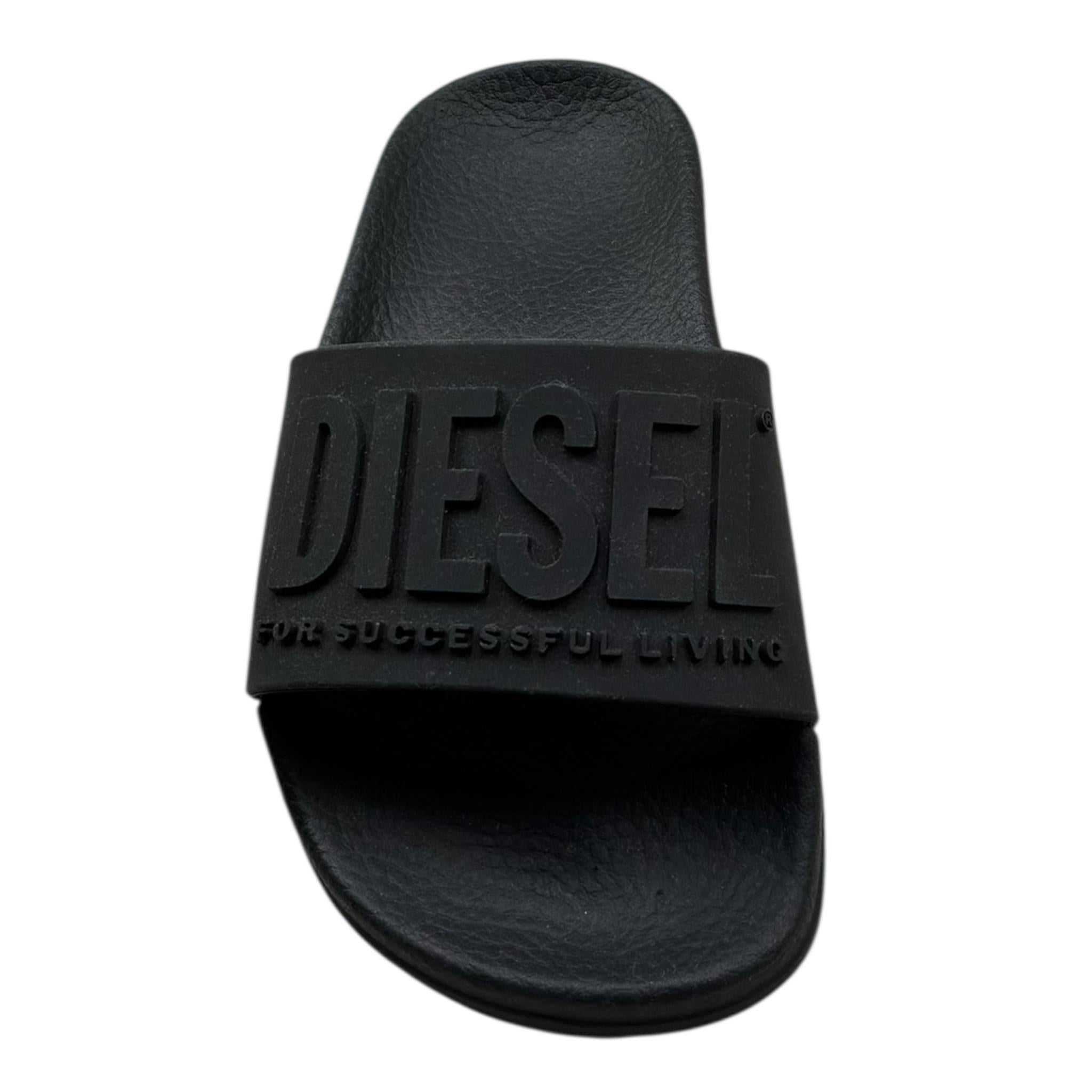 Diesel Ciabatta Tinta Unita con Logo per Bambino CIAB NERO DIESEL 