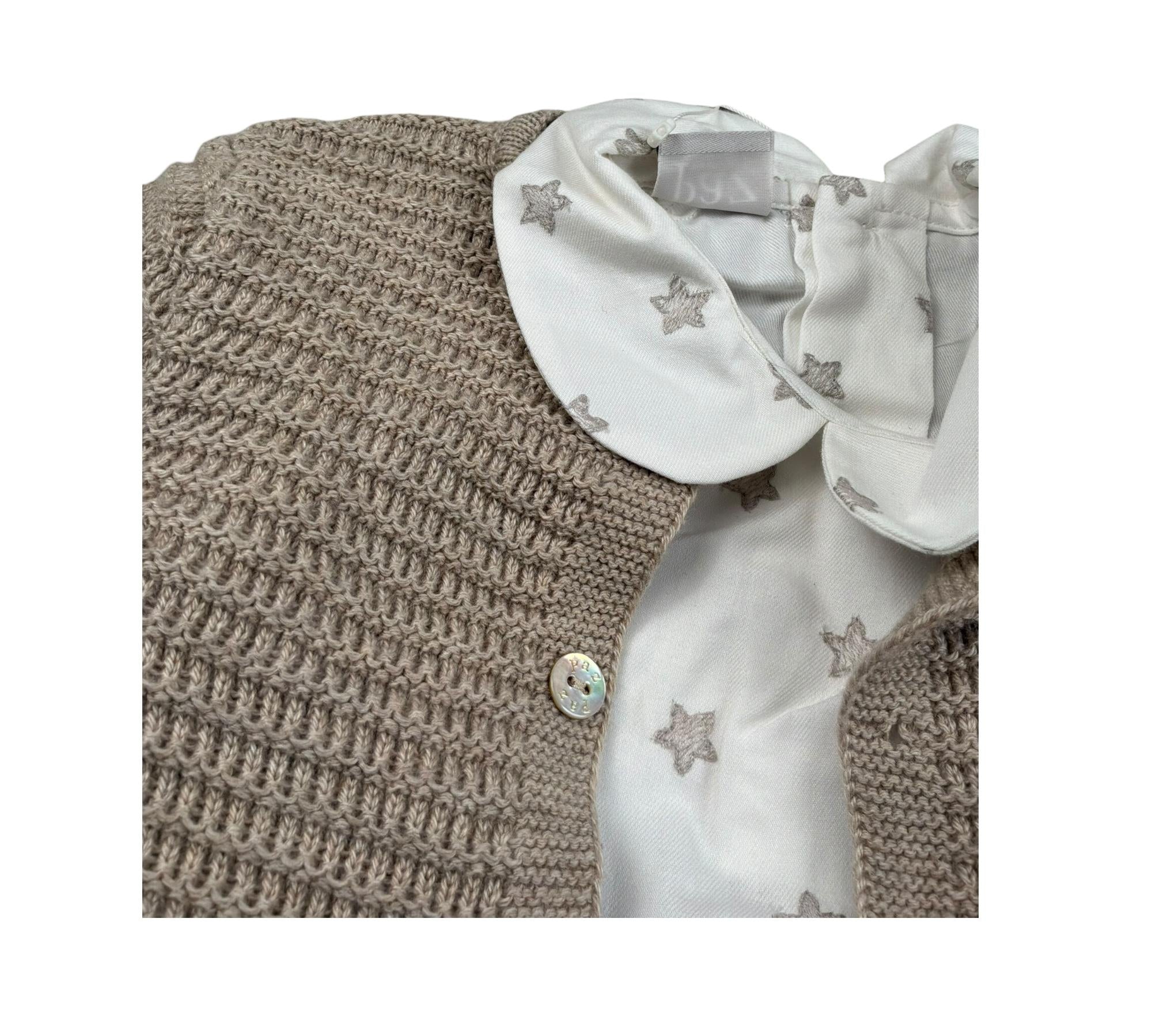 Wedoble Completo 3 Pezzi Camicia-Cardigan-Pagliaccetto per Neonato 006151906 BEIGE WEDOBLE 