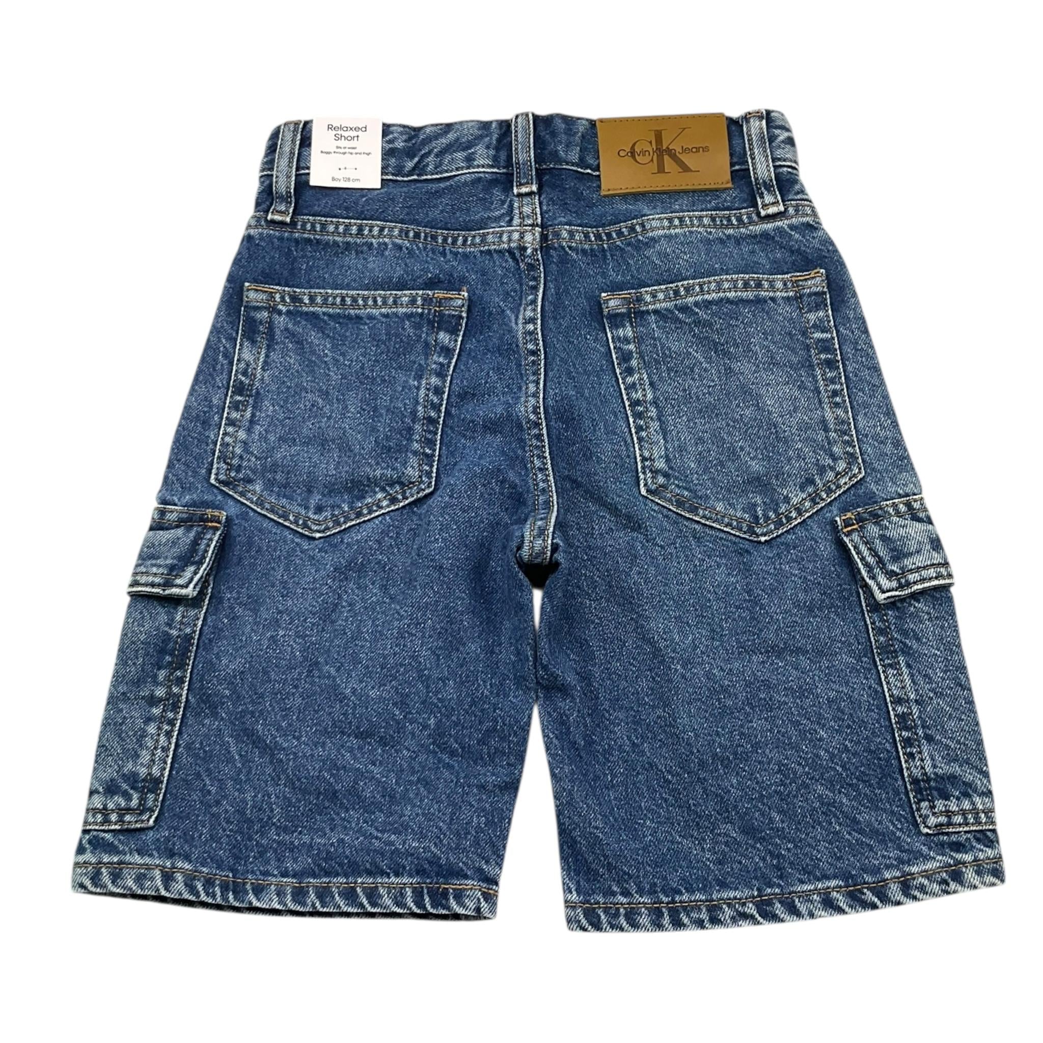 Calvin Klein Bermuda In Denim Tinta Uinita con Tasconi per Bambino IB0IB02430 BLU CALVIN KLEIN 