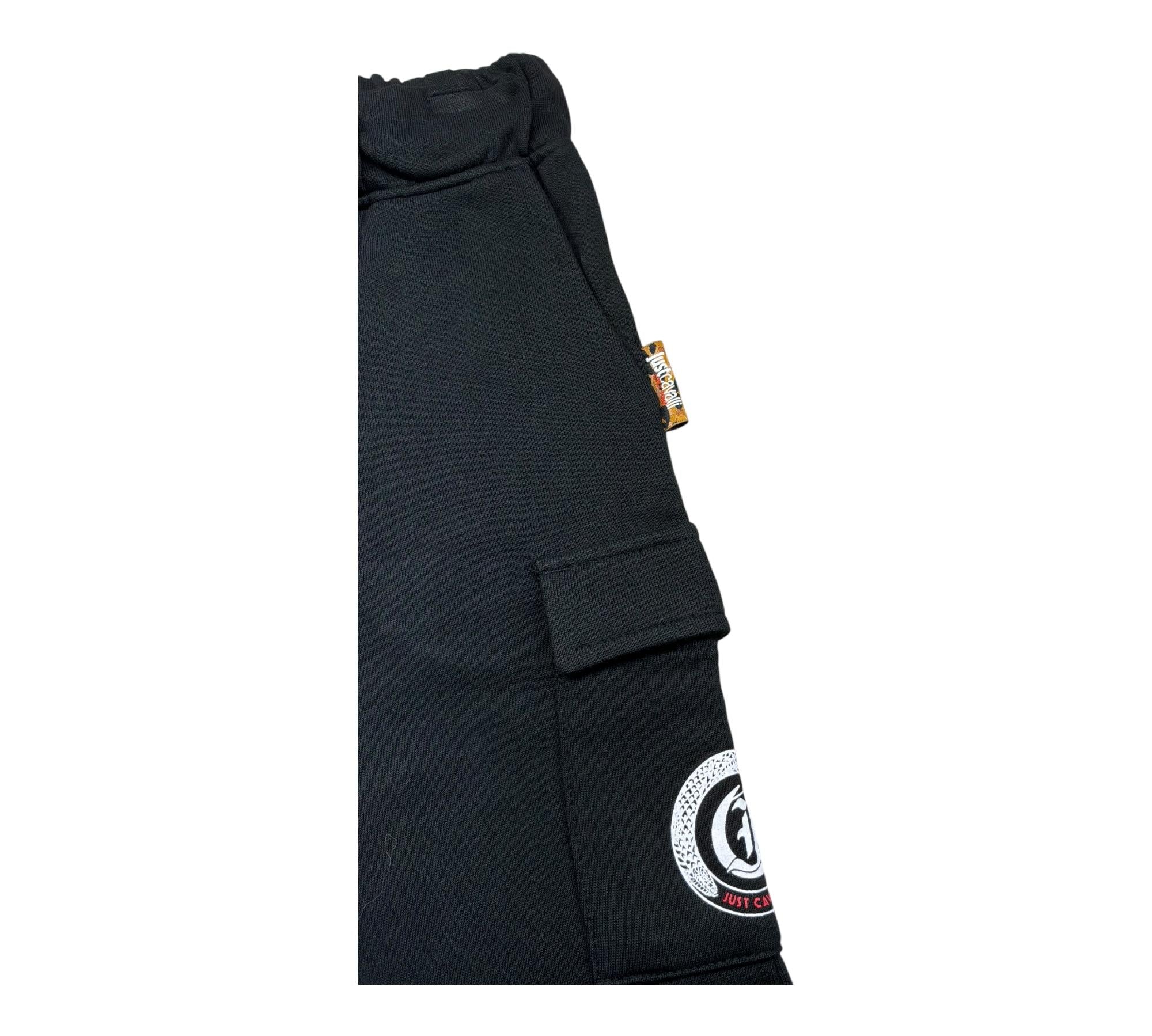 Just Cavalli Bermuda In Felpa Tinta Unita con Logo per Bambino JBP26044BE NERO JUST CAVALLI 