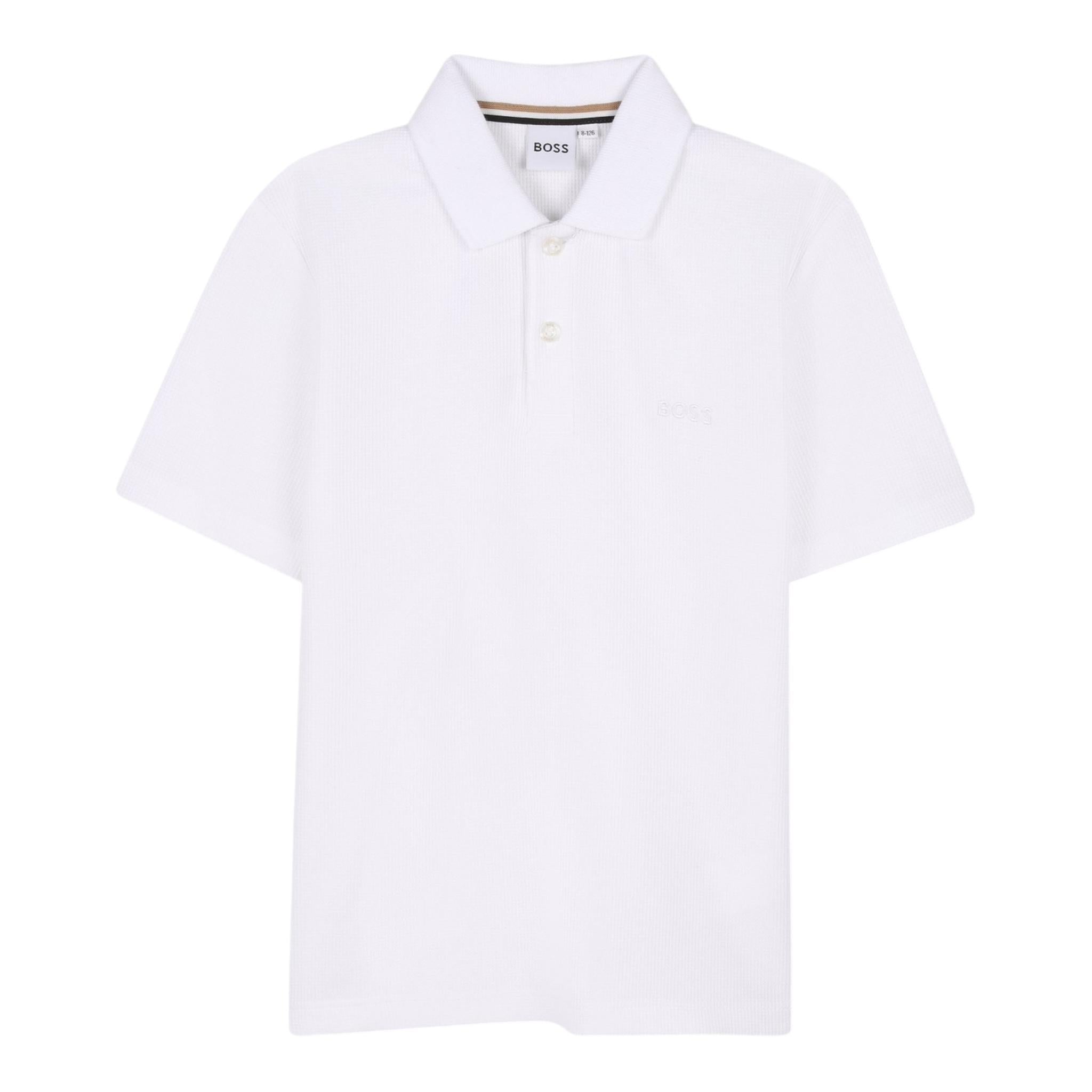 Boss Polo Mezza Manica Tinta Unita per Bambino J52042 BIANCO BOSS 