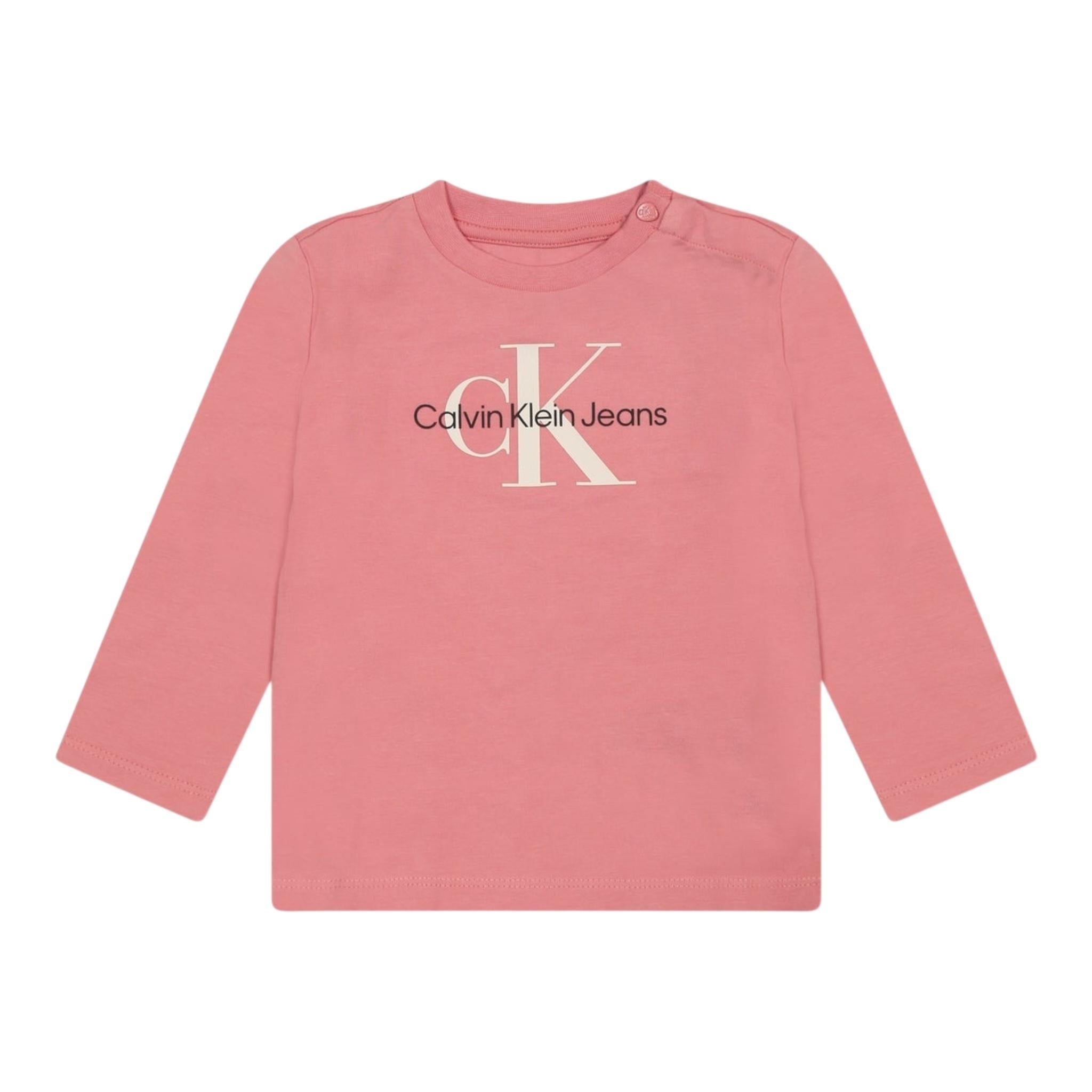 Calvin Klein Shirt Girocollo Tinta Unita con Stampa per Bambina INO0005 ROSA CALVIN KLEIN 