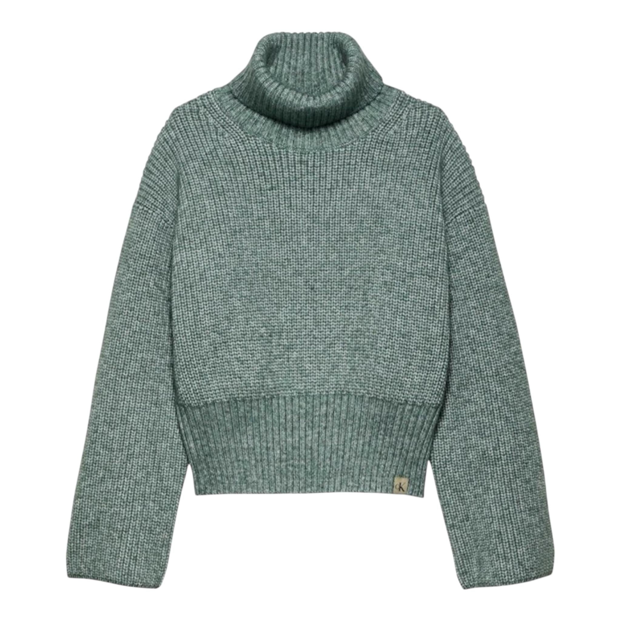 CALVIN KLEIN maglia collo alto tinta unita Verde per Bambina IG0IG02649 VERDE CALVIN KLEIN 