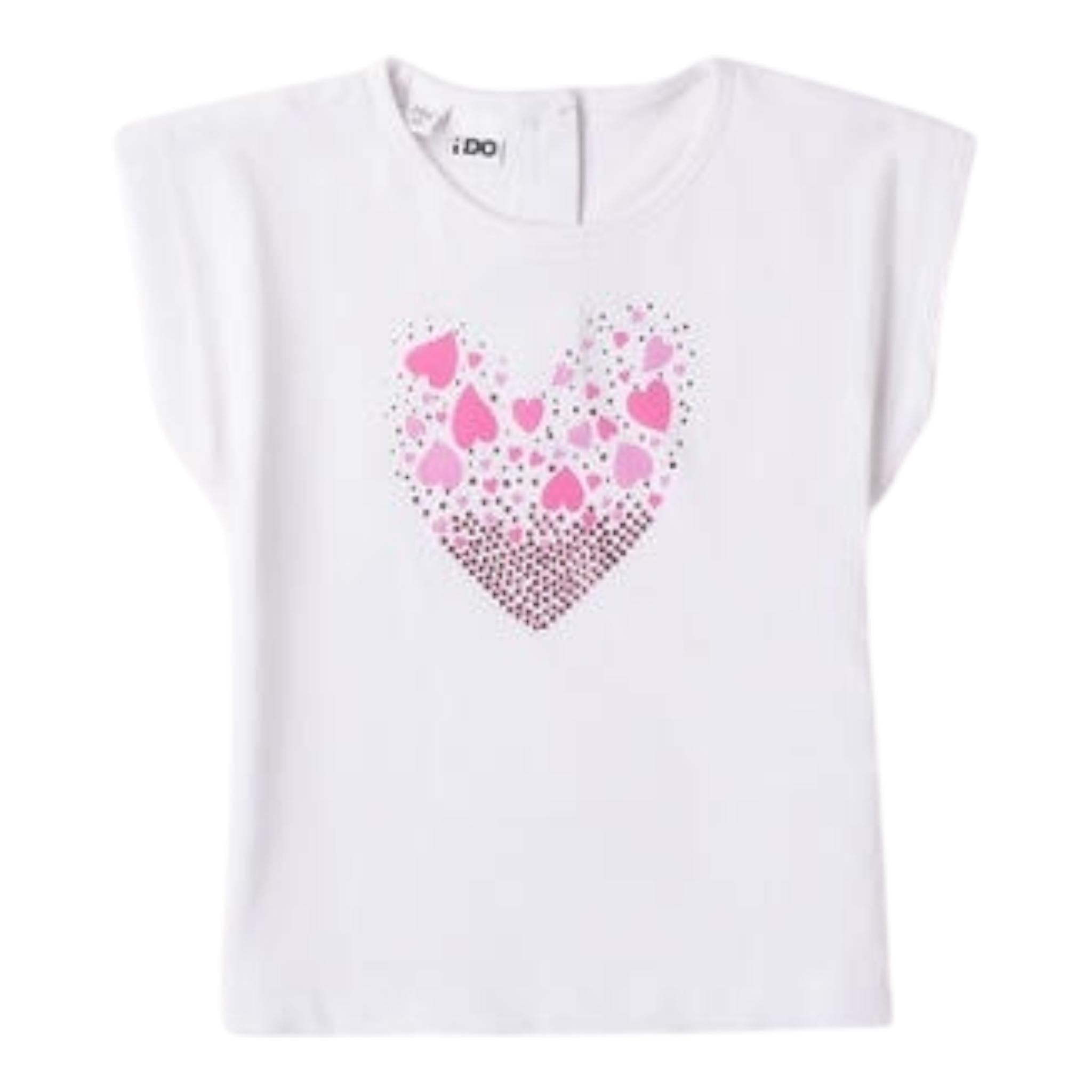 I Do T-Shirt Girocollo Tinta Unita con Stampa per Bambina 4B519 BIANCO I DO 