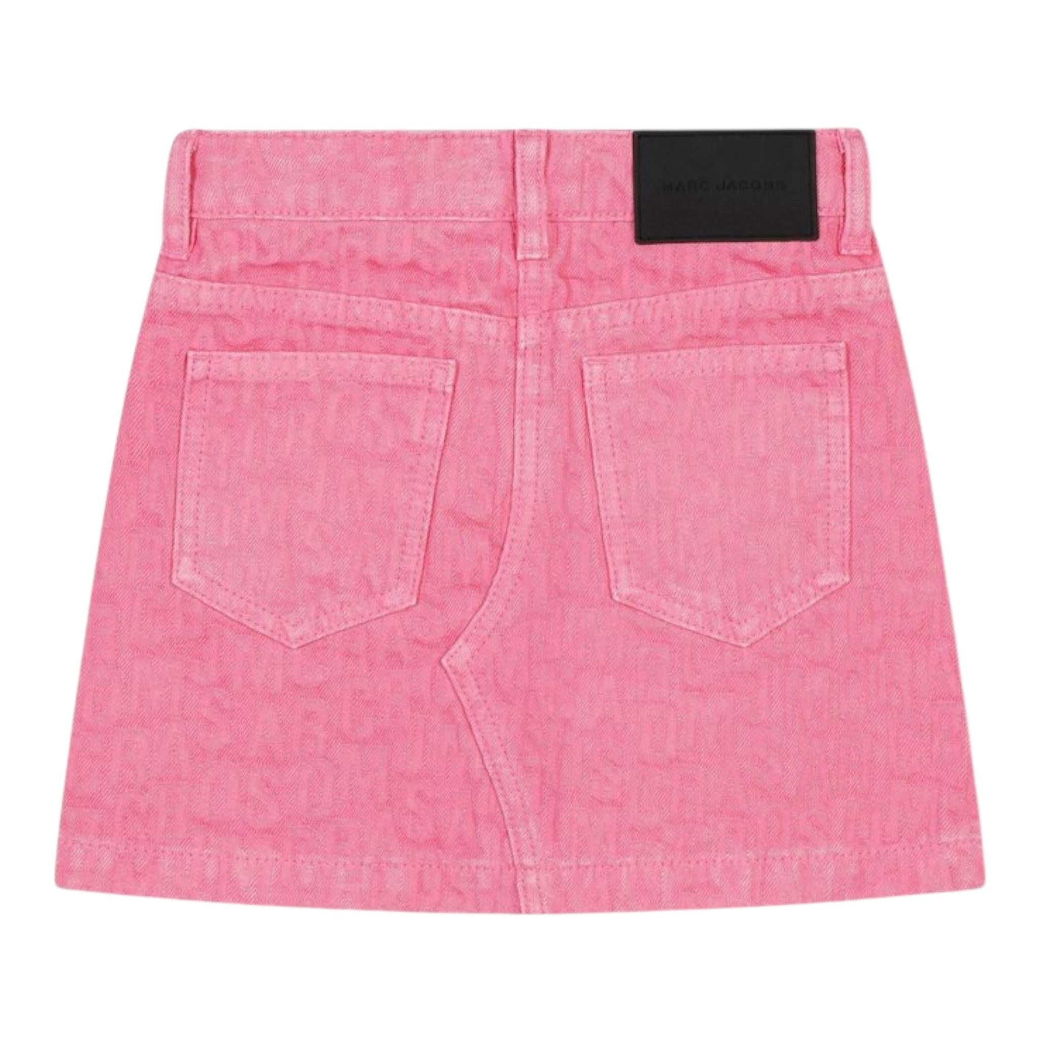 MARC JACOBS gonna in denim tinta unita con loghi Rosa per Bambina W60246 ROSA MARC JACOBS 