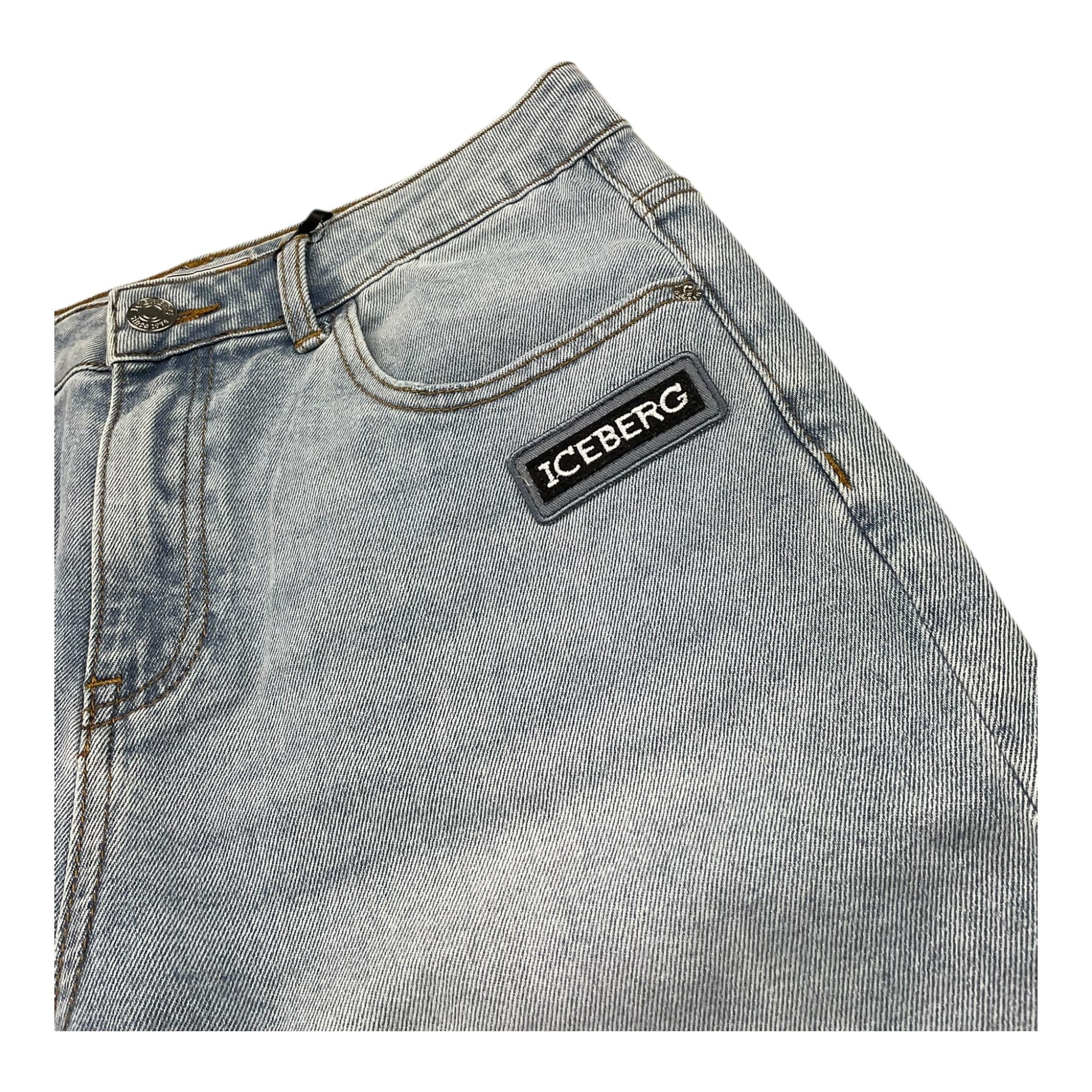 Iceberg Bermuda In Denim Tinta Unita con Stampa per Bambino BMICE5100J AZZURRO ICEBERG 