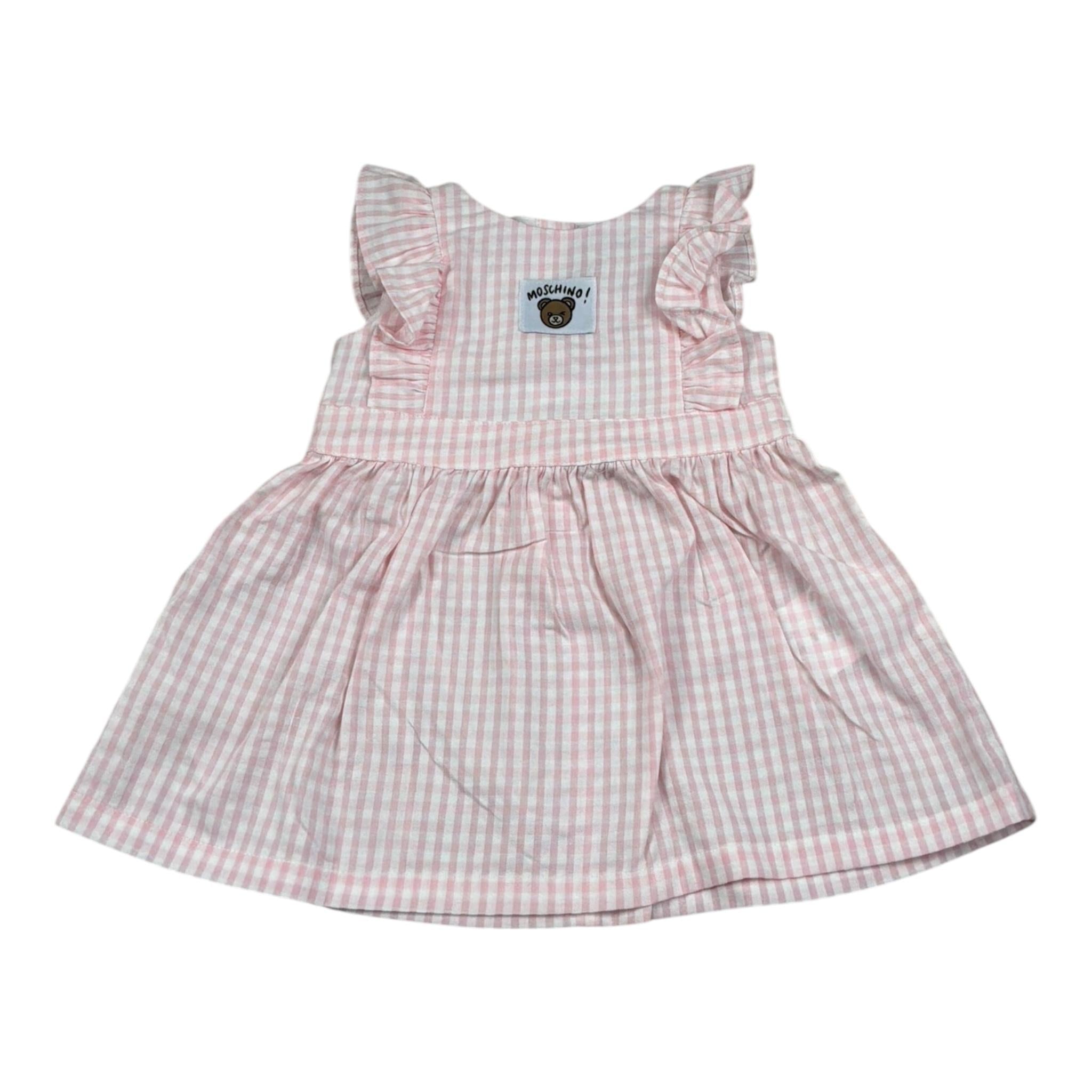 Moschino Abito Tinta Unita con Fantasia A Quadretti per Neonata MDV0DC ROSA MOSCHINO 