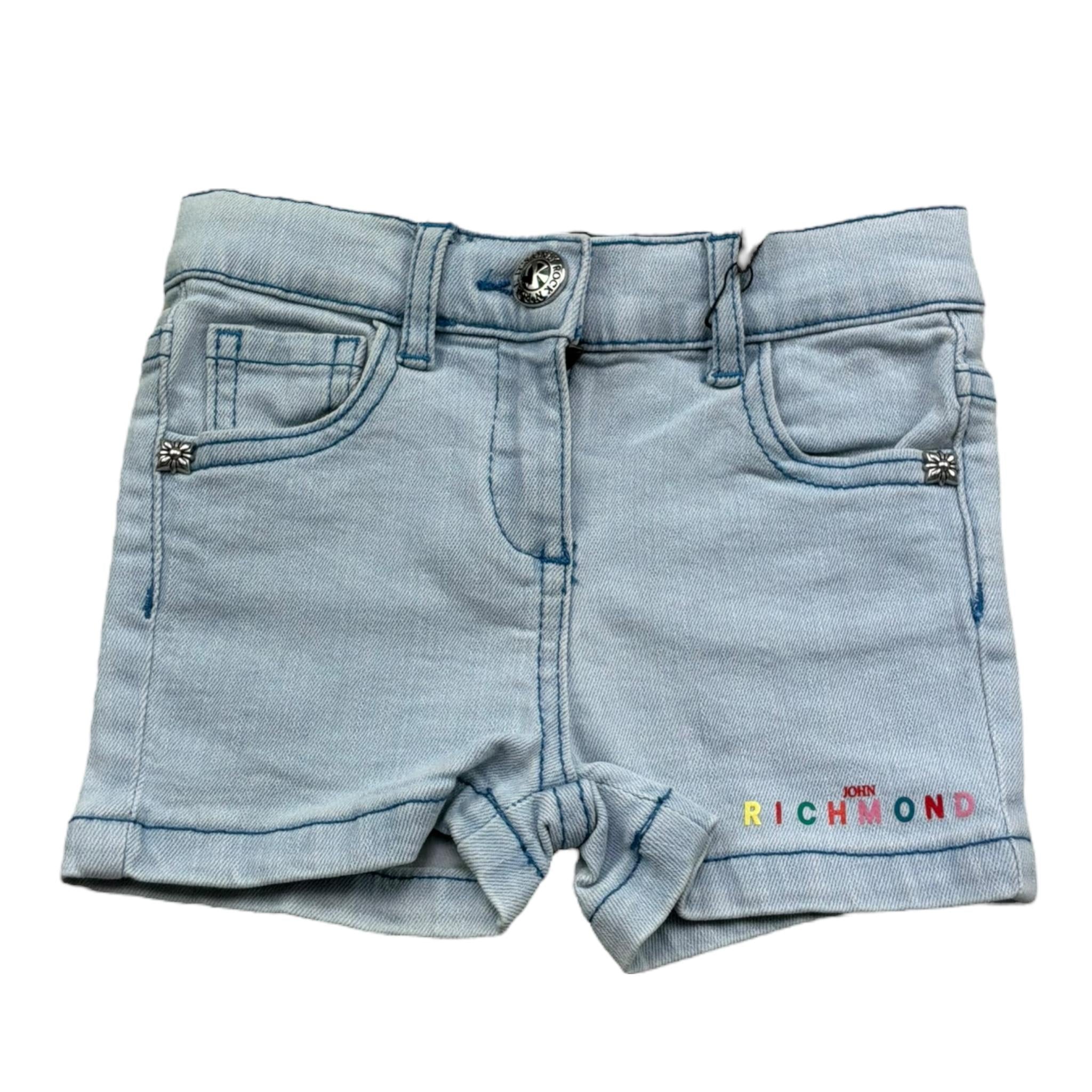 John Richmond Short In Denim Tinta Unita con Logo per Neonata RIP25031SH AZZURRO JOHN RICHMOND 