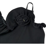 Elisabetta Franchi Abito A Bretelle Tinta Unita con Applicazioni per Bambina EFAB604X NERO ELISABETTA FRANCHI 