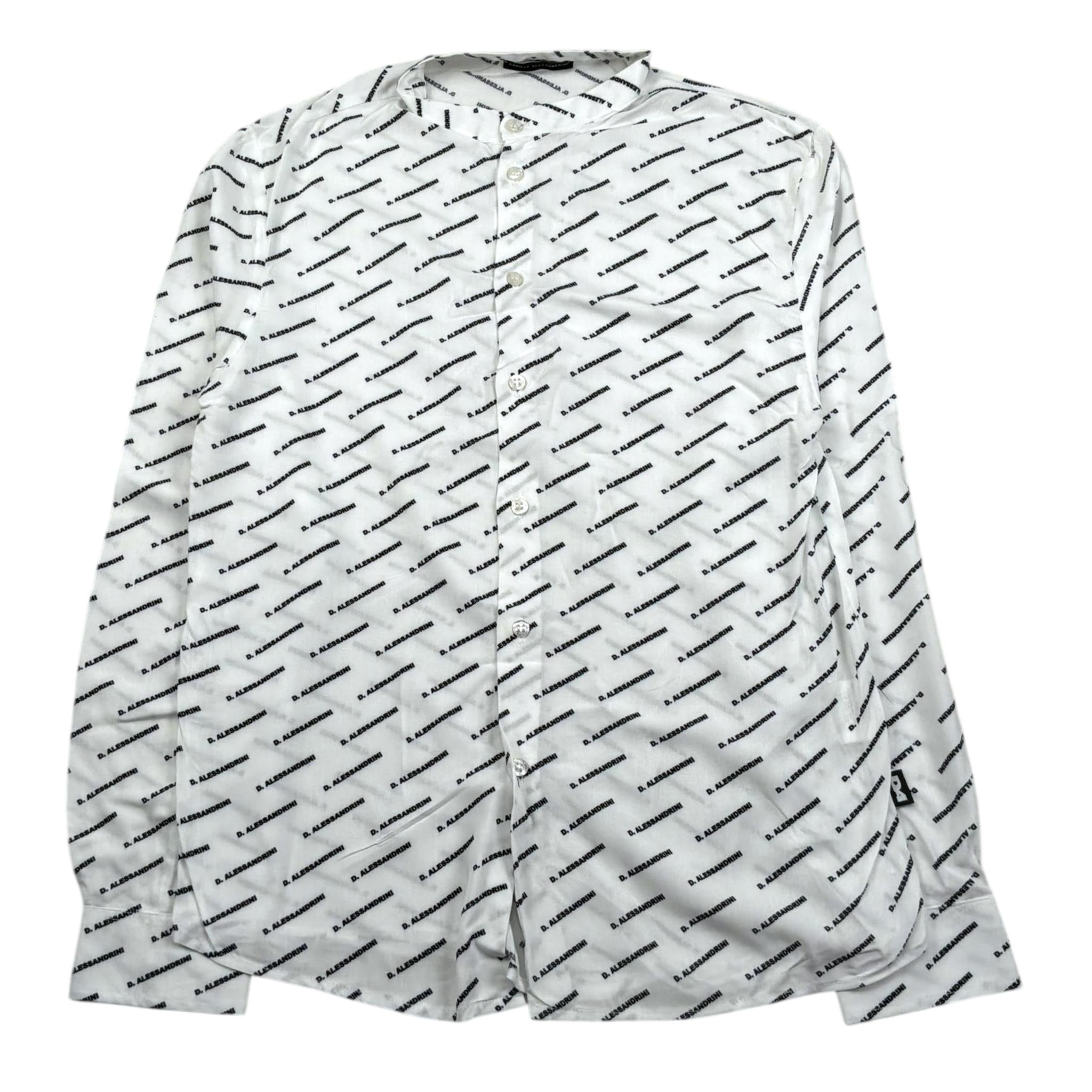 Daniele Alessandrini Camicia Manica Lunga Collo Coreano Tinta Unita con Stampe Logo per Bambino 1235C00155 BIANCO DANIELE ALESSANDRINI 