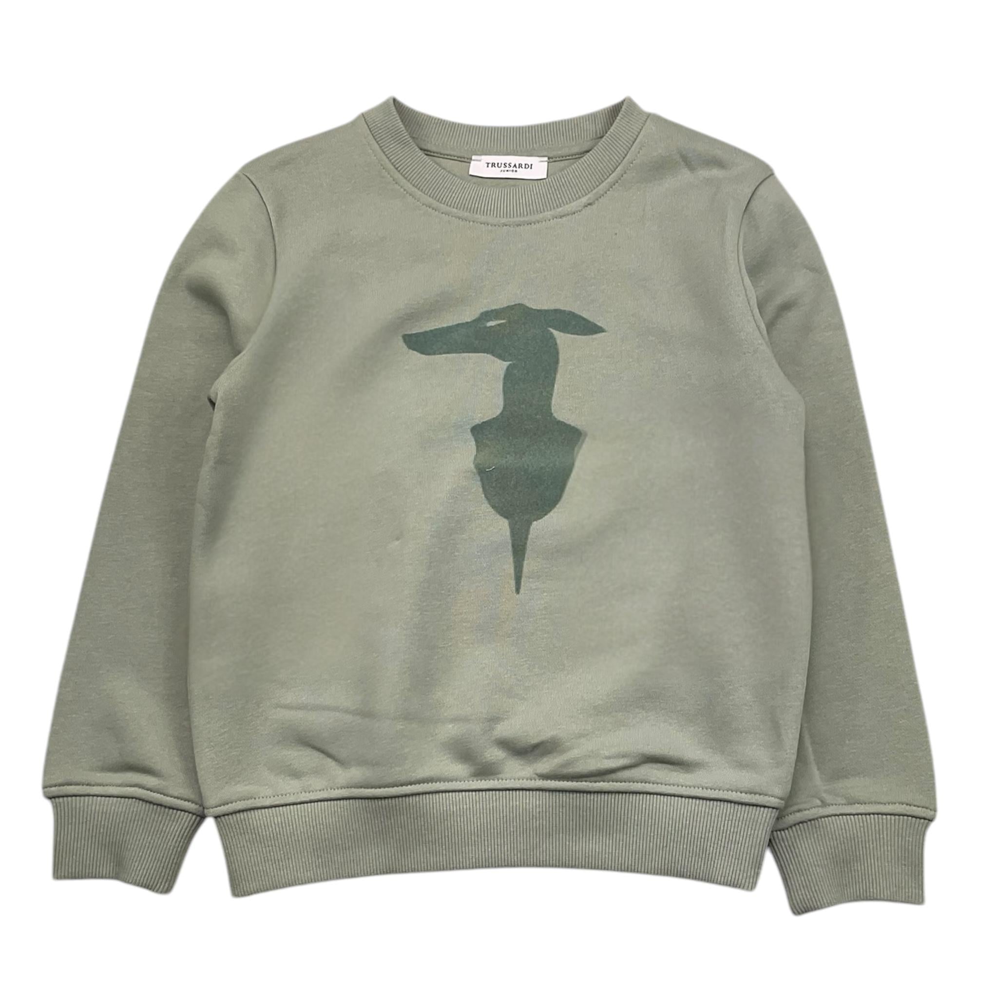 TRUSSARDI felpa chiusa girocollo tinta unita con stampa Verde acqua per Bambino TBA25004FE VERDE ACQUA TRUSSARDI 