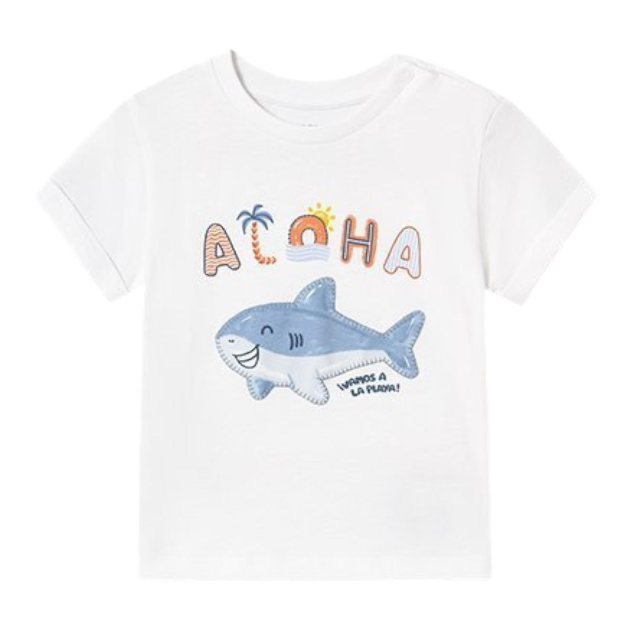 Mayoral T-Shirt Girocollo Tinta Unita con Stampa per Neonato 1066X BIANCO MAYORAL 