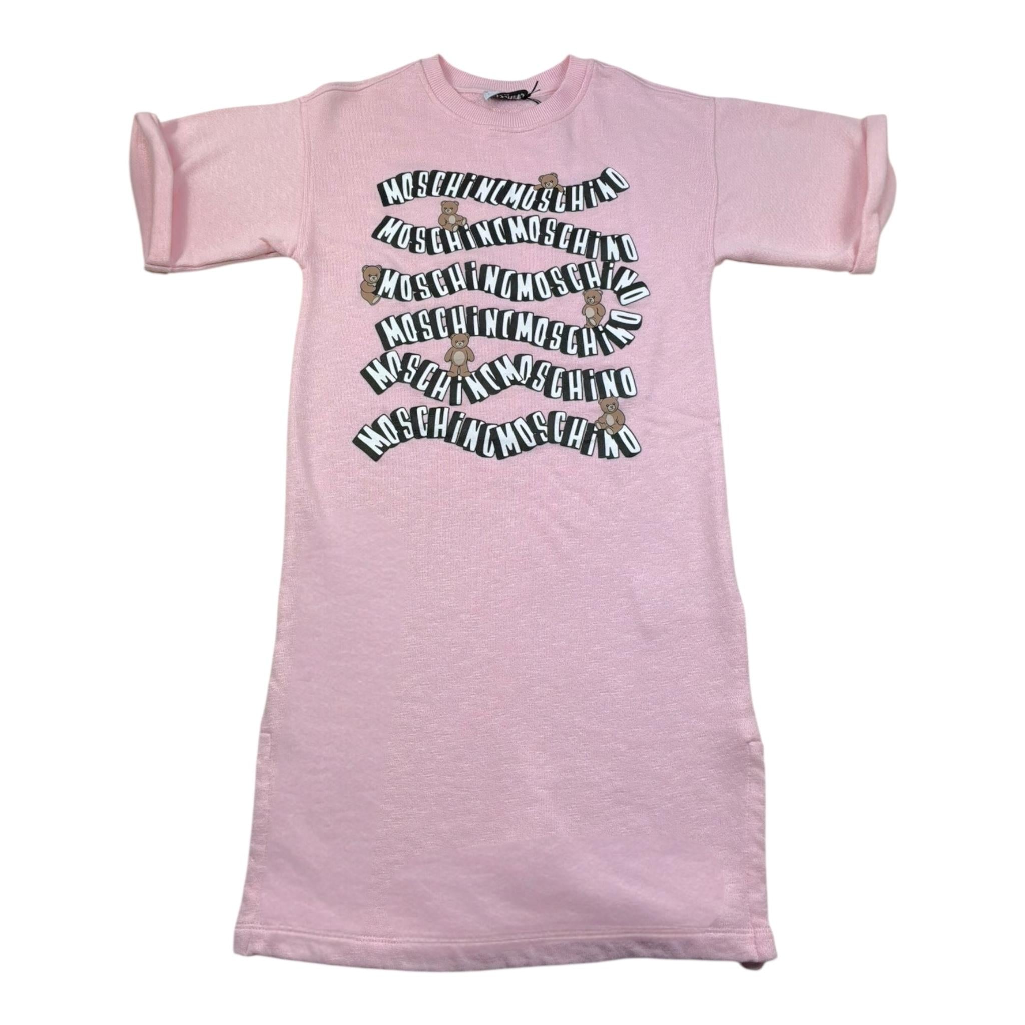 Moschino Abito Felpa Tinta Unita Girocollo con Stampa per Bambina HDV0HU ROSA MOSCHINO 