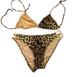 4Giveness Costume 2Pz Tinta Unita Con Fantasia Maculata Slip-Triangolo Marrone Per Bambina
