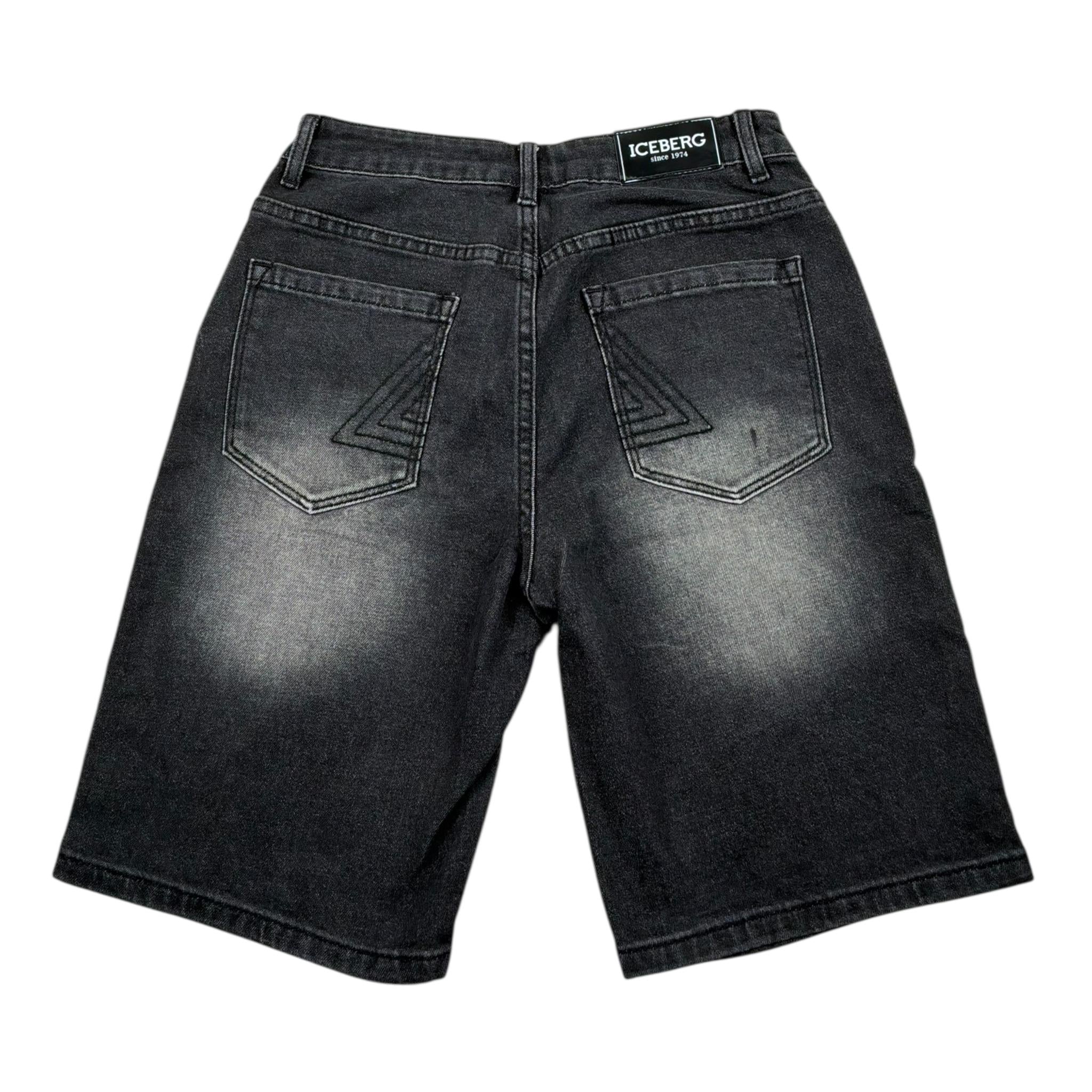 Iceberg Bermuda In Denim Tinta Unita per Bambino BMICE5102J NERO ICEBERG 