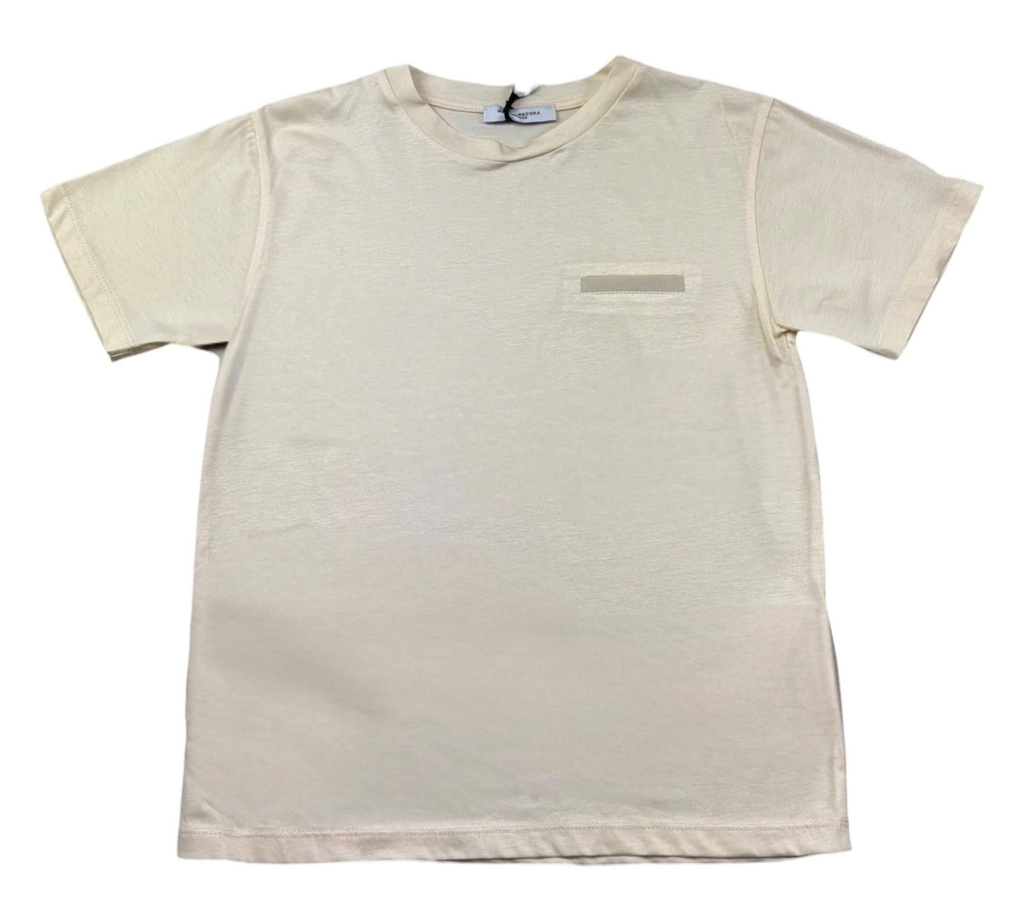 Paolo Pecora T-Shirt Girocollo Tinta Unita con Taschino per Bambino PP4243 PANNA PAOLO PECORA 