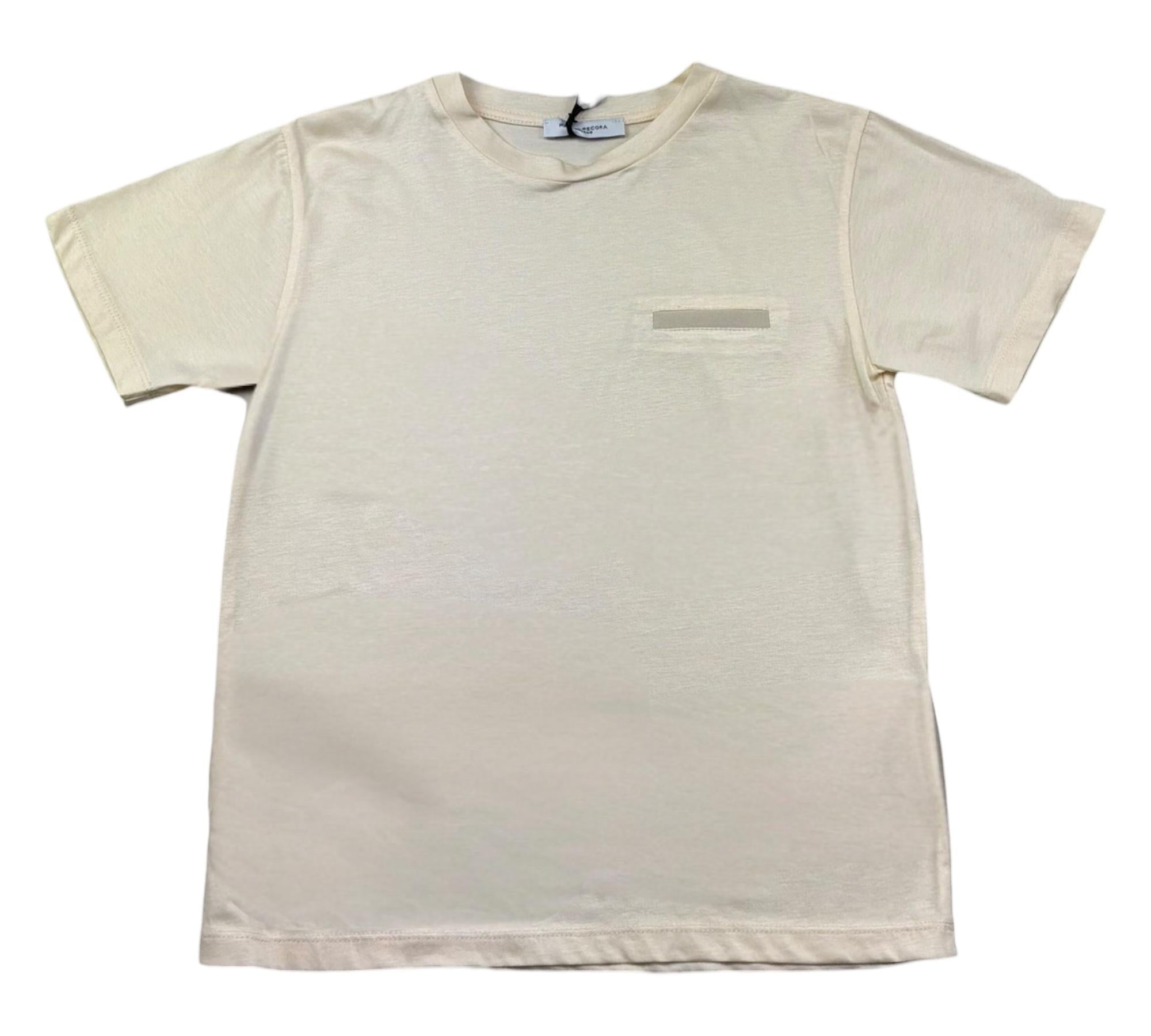 Paolo Pecora T-Shirt Girocollo Tinta Unita con Taschino per Bambino PP4243 PANNA PAOLO PECORA 