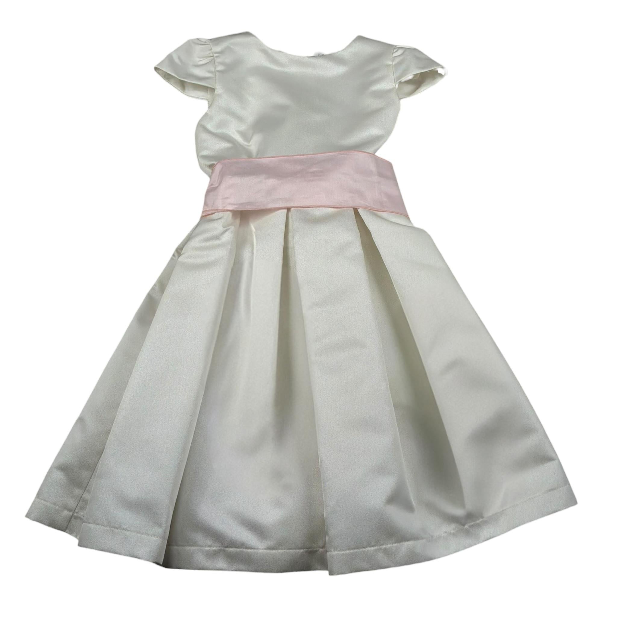 Pure Firenze Abito Mezza Tinta Unita con Cinturino per Bambina PC01245 PANNA PURE FIRENZE 