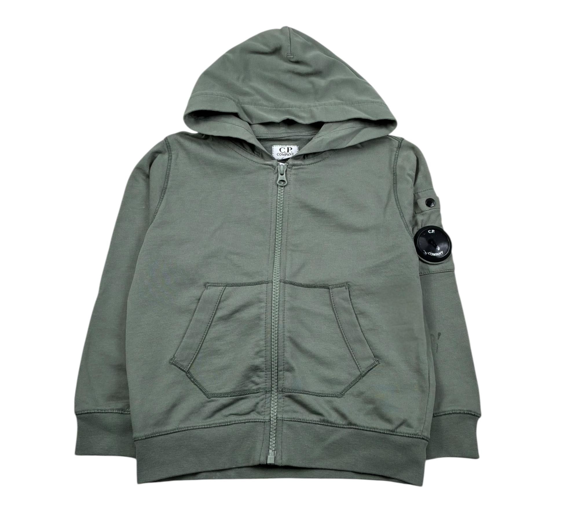 C.P. Company Felpa con Zip E Cappuccio Tinta Unita per Bambino CMF00Q VERDE C.P. COMPANY 
