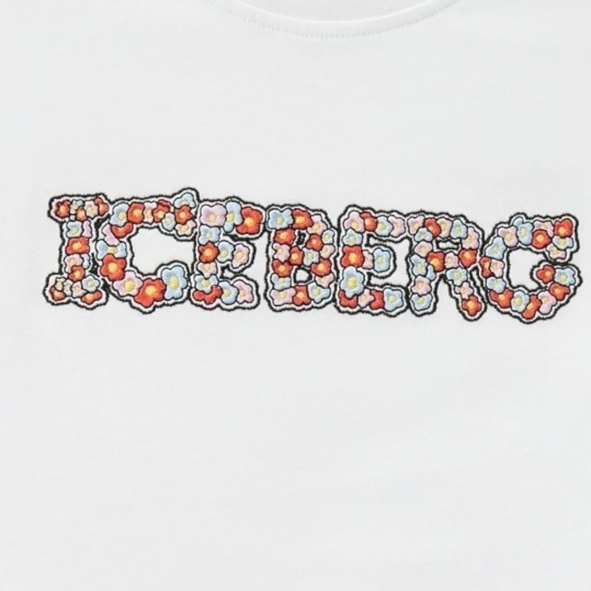 Iceberg T-Shirt Girocollo Tinta Unita con Stampa per Bambina TSICE5164J BIANCO ICEBERG 