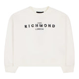 JOHN RICHMOND felpa chiusa girocollo tinta unita con logo Bianco per Bambina RGA24054FE BIANCO JOHN RICHMOND 