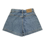 Dixie Short In Denim Tinta Unita Con Girovita Regolabile Azzurro Per Bambina