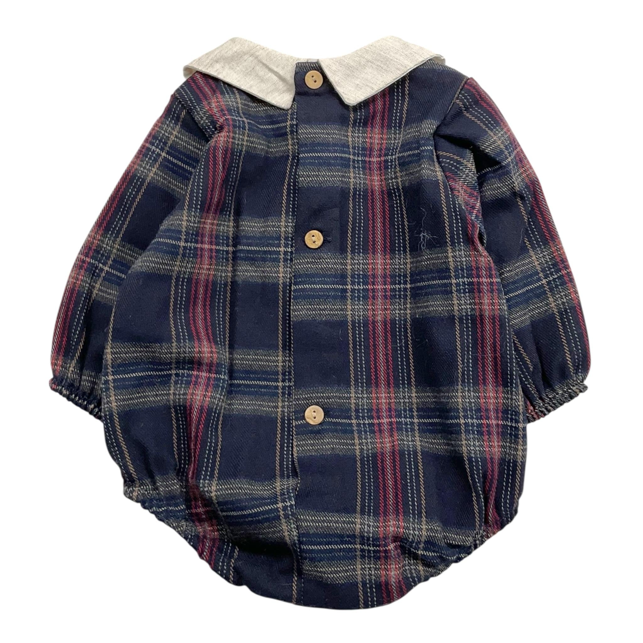 CALAMARO pagliaccetto tinta unita con fantasia righe e colletto Blu per Neonata 32462XX BLU CALAMARO 