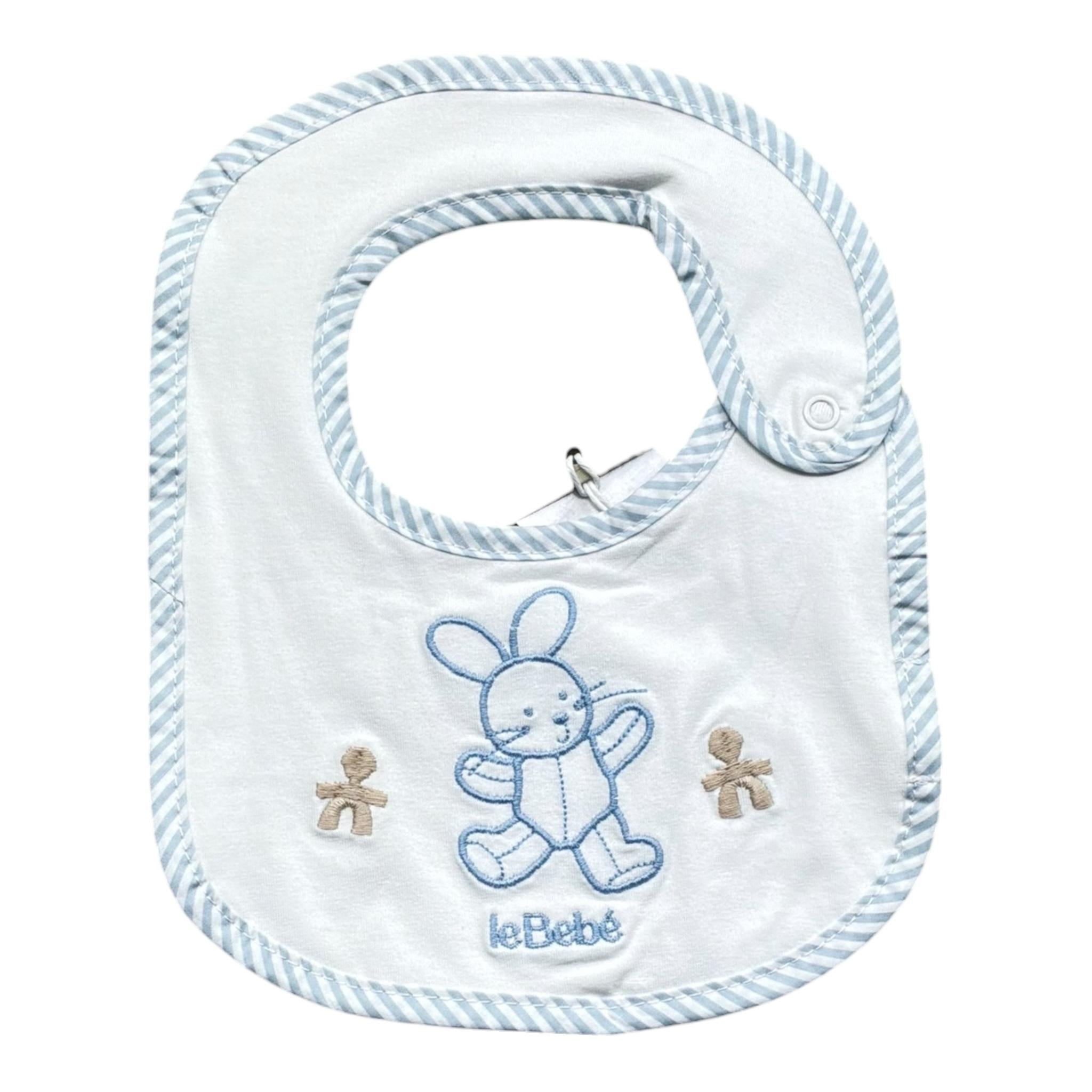 Le Bebe' Bavetta Tinta Unita con Stampa per Neonato LBB5264 BIANCO LE BEBE' 