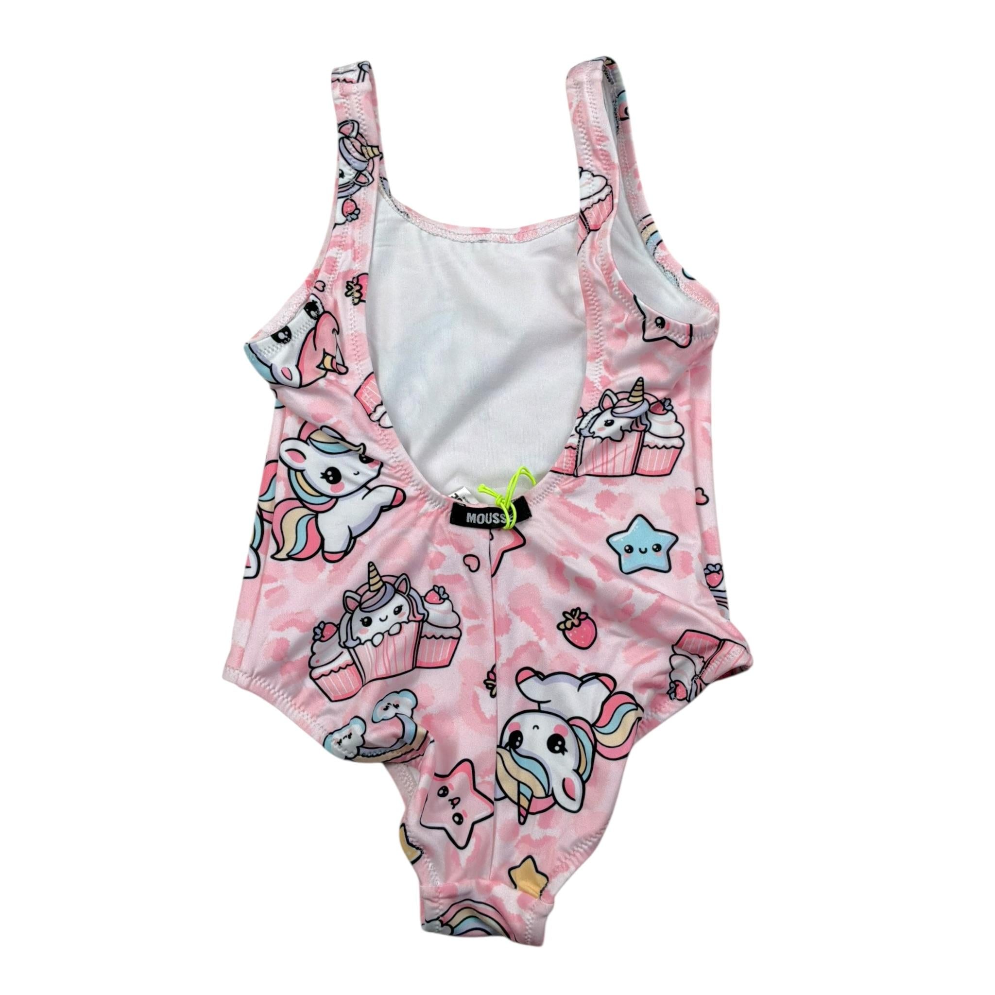 Mousse Costume Intero Tinta Unita con Stampa per Bambina COSTUNI ROSA MOUSSE 