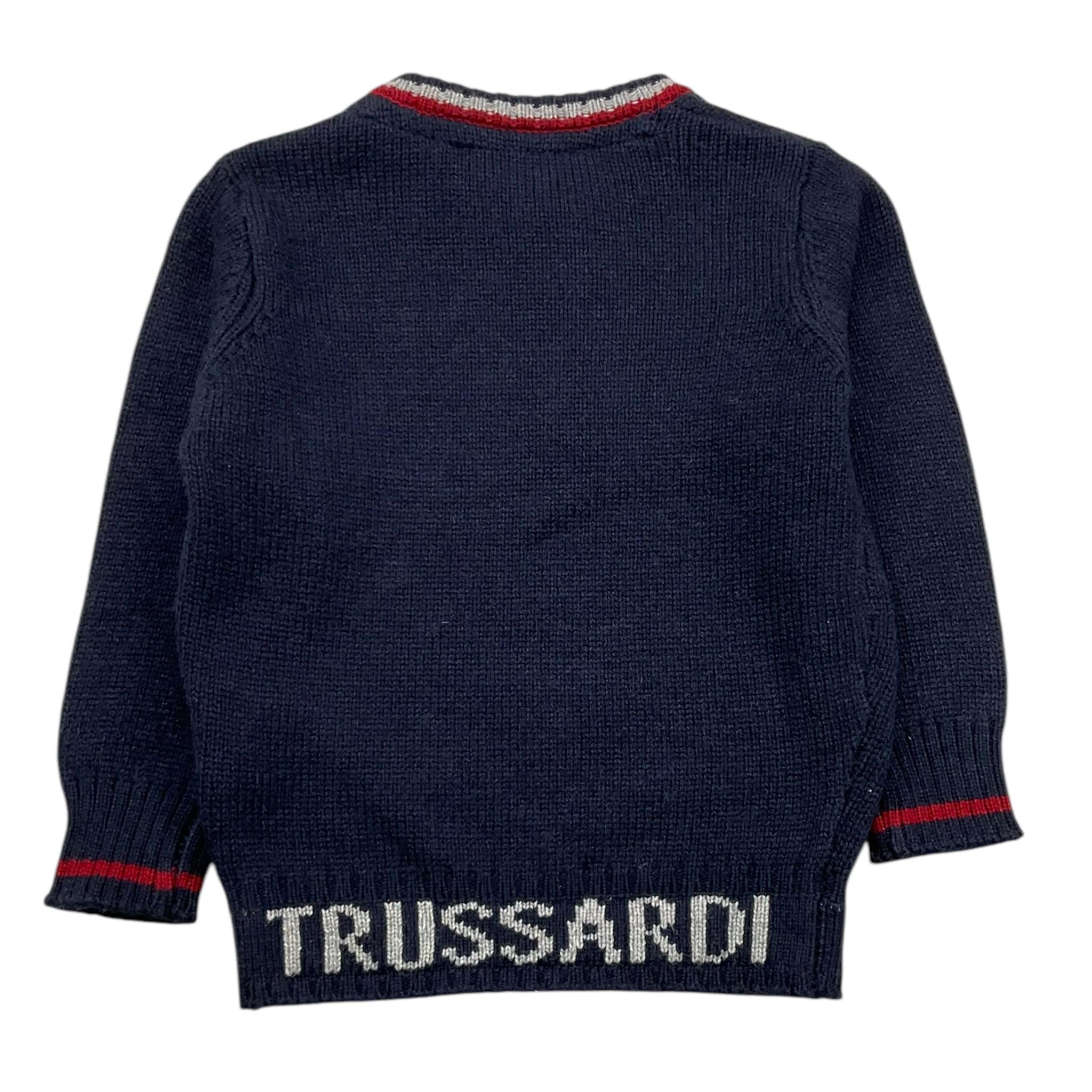 TRUSSARDI maglia girocollo tinta unita con stampa logo Blu per Neonato TIA25051MA BLU TRUSSARDI 