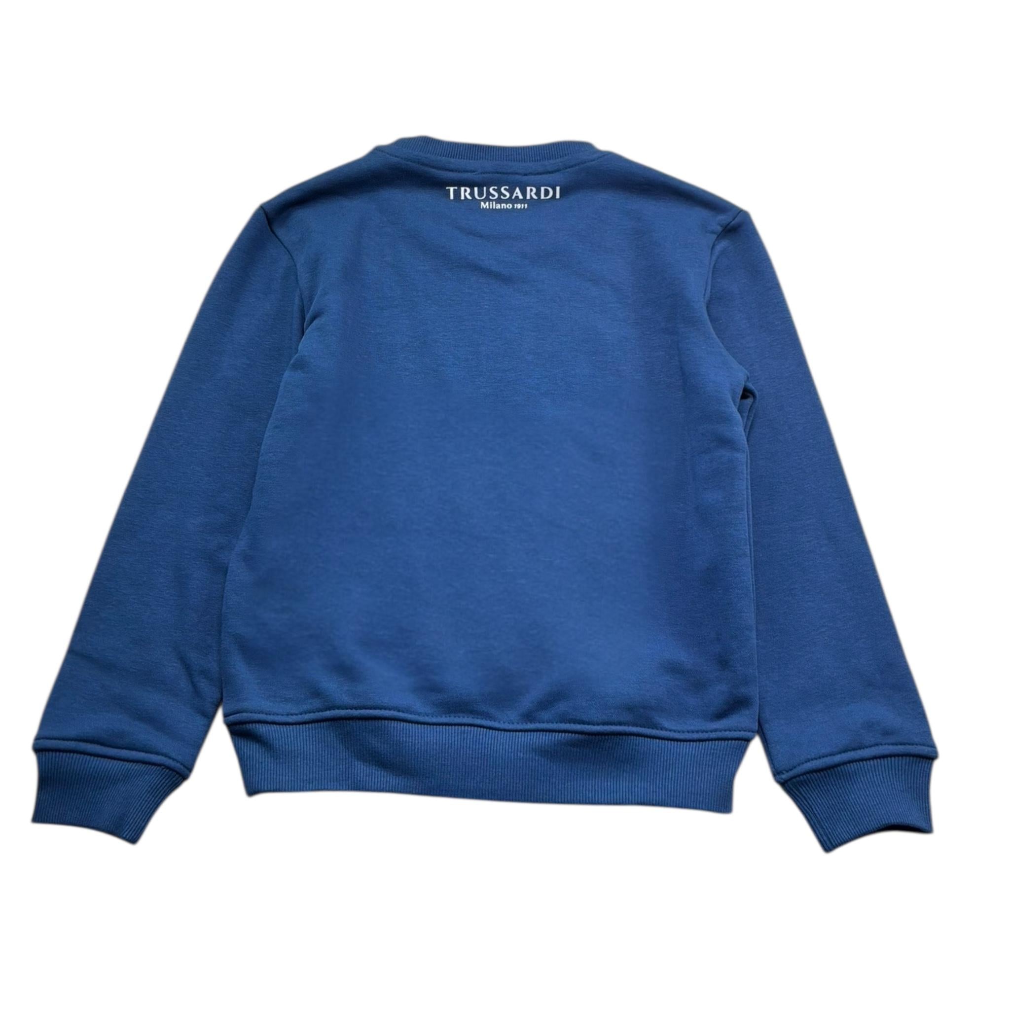 Trussardi Felpa Girocollo Tinta Unita con Logo per Bambino TBP26001FE BLU TRUSSARDI 