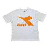 Diadora T-Shirt Girocollo Tinta Unita con Stampa Bianco per Bambino