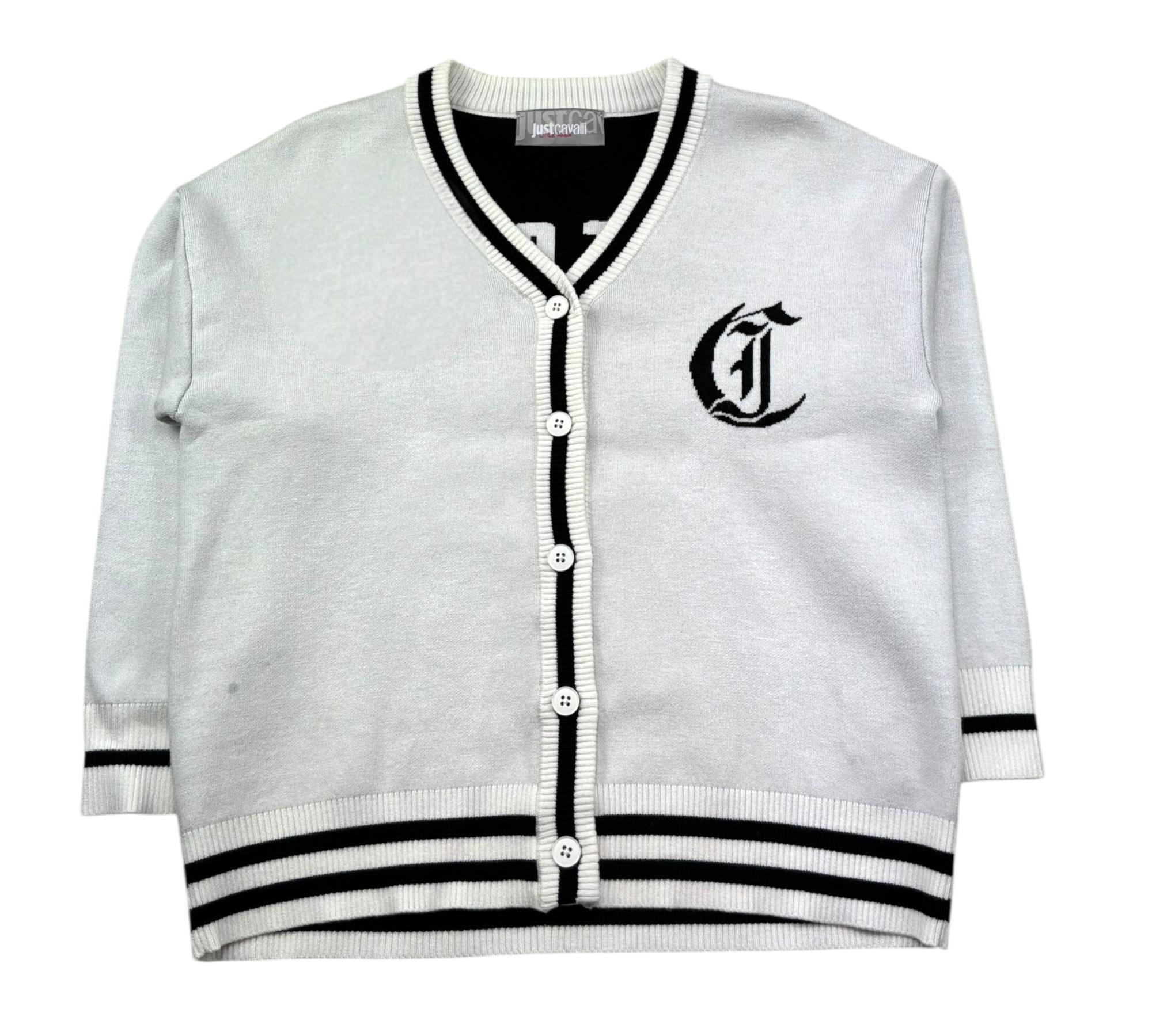 Just Cavalli Cardigan Tinta Unira con Logo per Bambina JGP26168CD BIANCO JUST CAVALLI 
