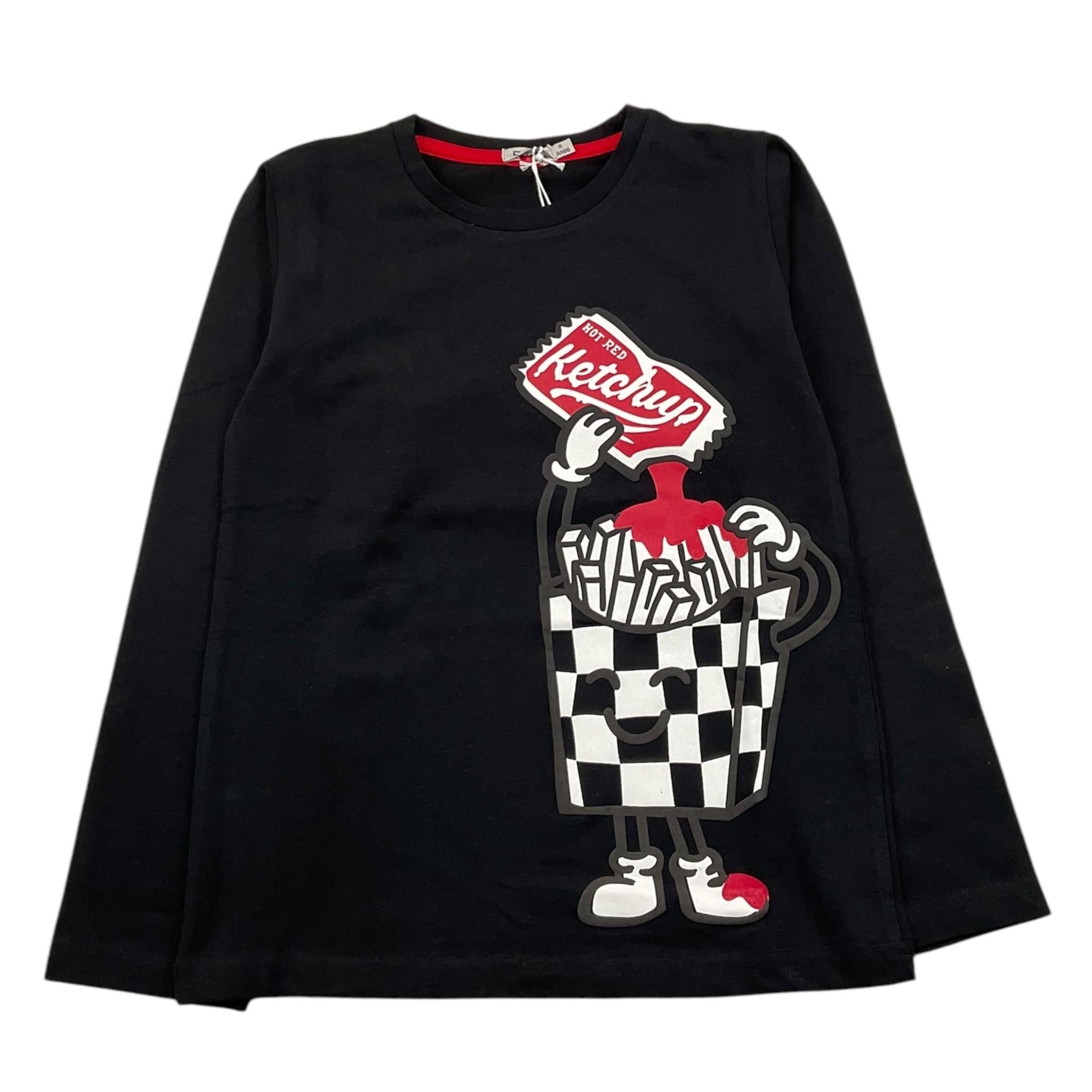 EMC shirt girocollo tinta unita con stampa in contrasto Nero per Bambino BX2307 NERO EMC 