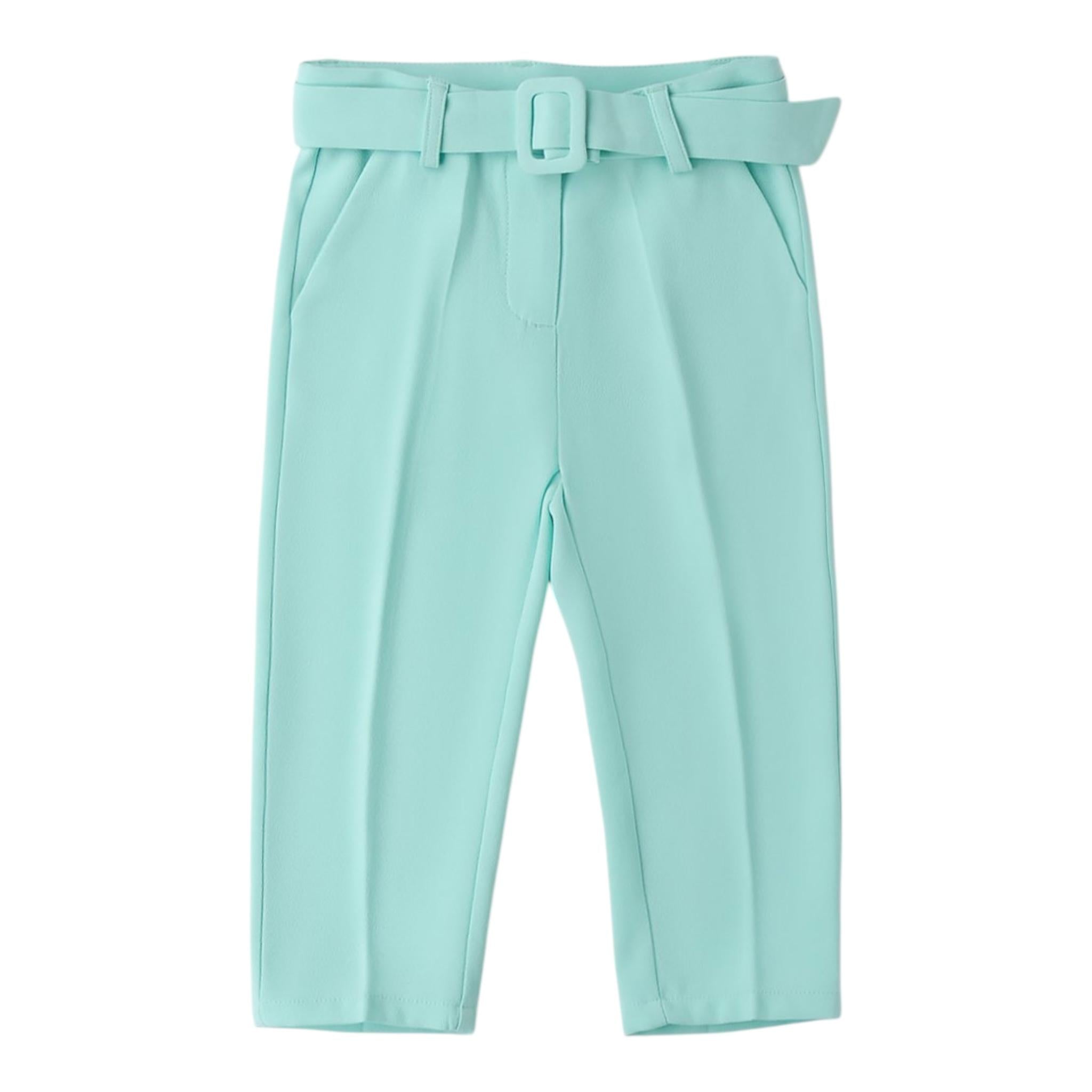 Sarabanda Pantalone Tinta Unita con Cintura per Bambina 0B320 VERDE ACQUA SARABANDA 
