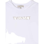 Twinset T-Shirt Girocollo Tinta Unita con Stampa per Bambina 251GJ2484 BIANCO TWINSET 