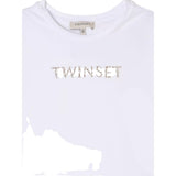 Twinset T-Shirt Girocollo Tinta Unita con Stampa per Bambina 251GJ2484 BIANCO TWINSET 
