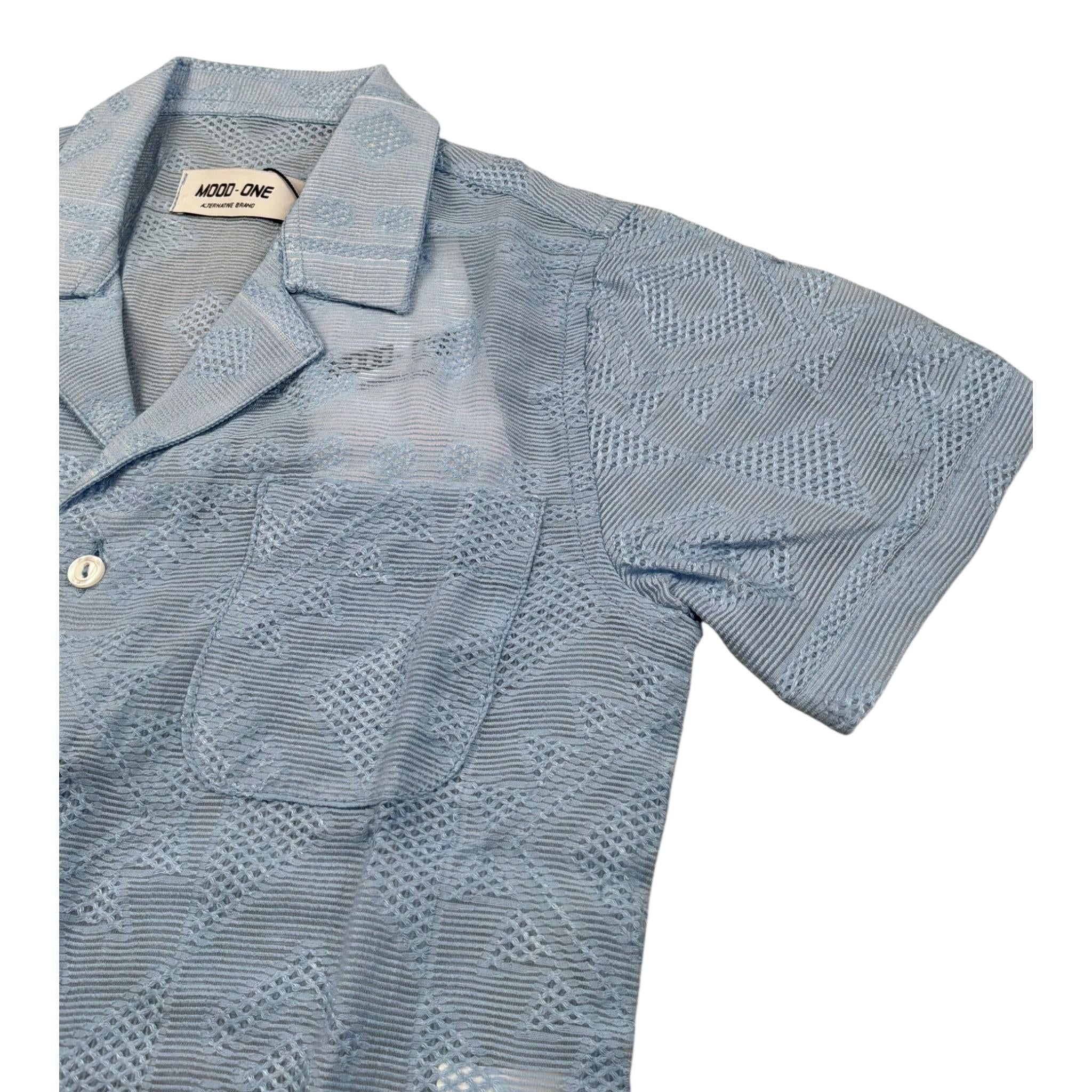 Mood_One Camicia Mezza Manica Tinta Unita con Ricami per Bambino 30199 AZZURRO MOOD_ONE 