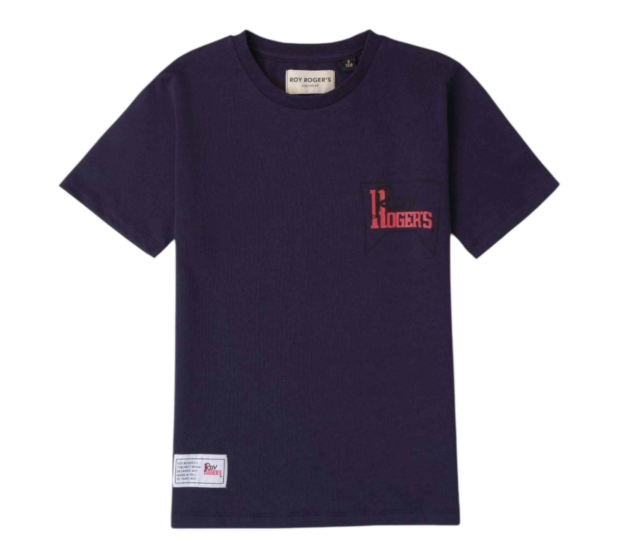 Roy Roger'S T-Shirt Girocollo Tinta Unita con Stampa per Bambino RB123 BLU ROY ROGER'S 