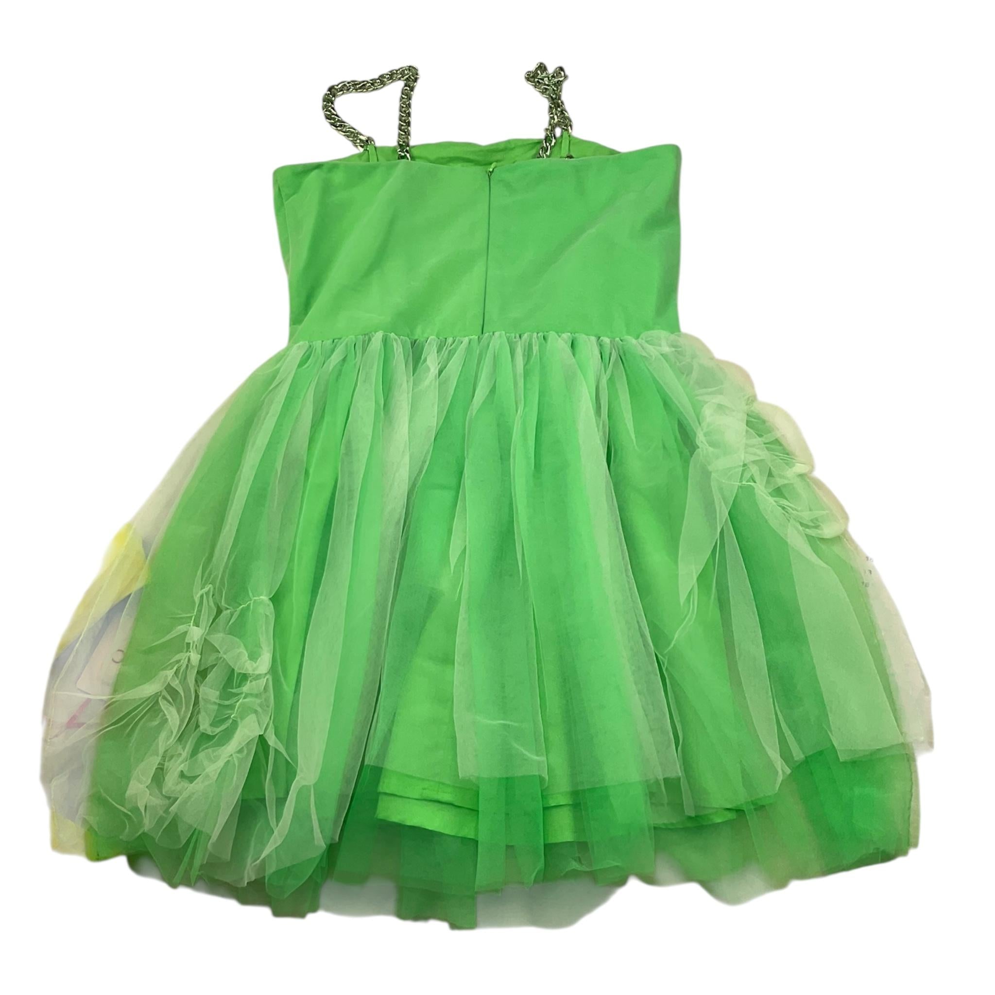 Liu Jo Abito Tinta Unita con Bretelle Catena per Bambina GA5120 VERDE LIU JO 