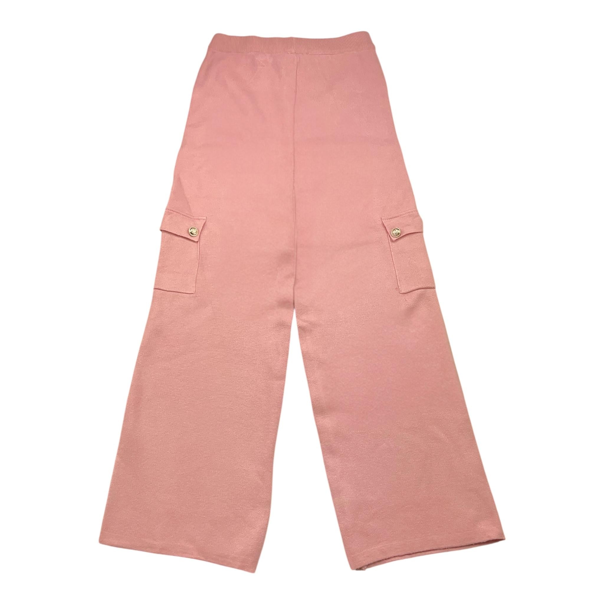 PINK BABY completo 2p maglia-zpantalone tinta unita modello a palazzo Rosa per Bambina QC1250AB ROSA PINK BABY 