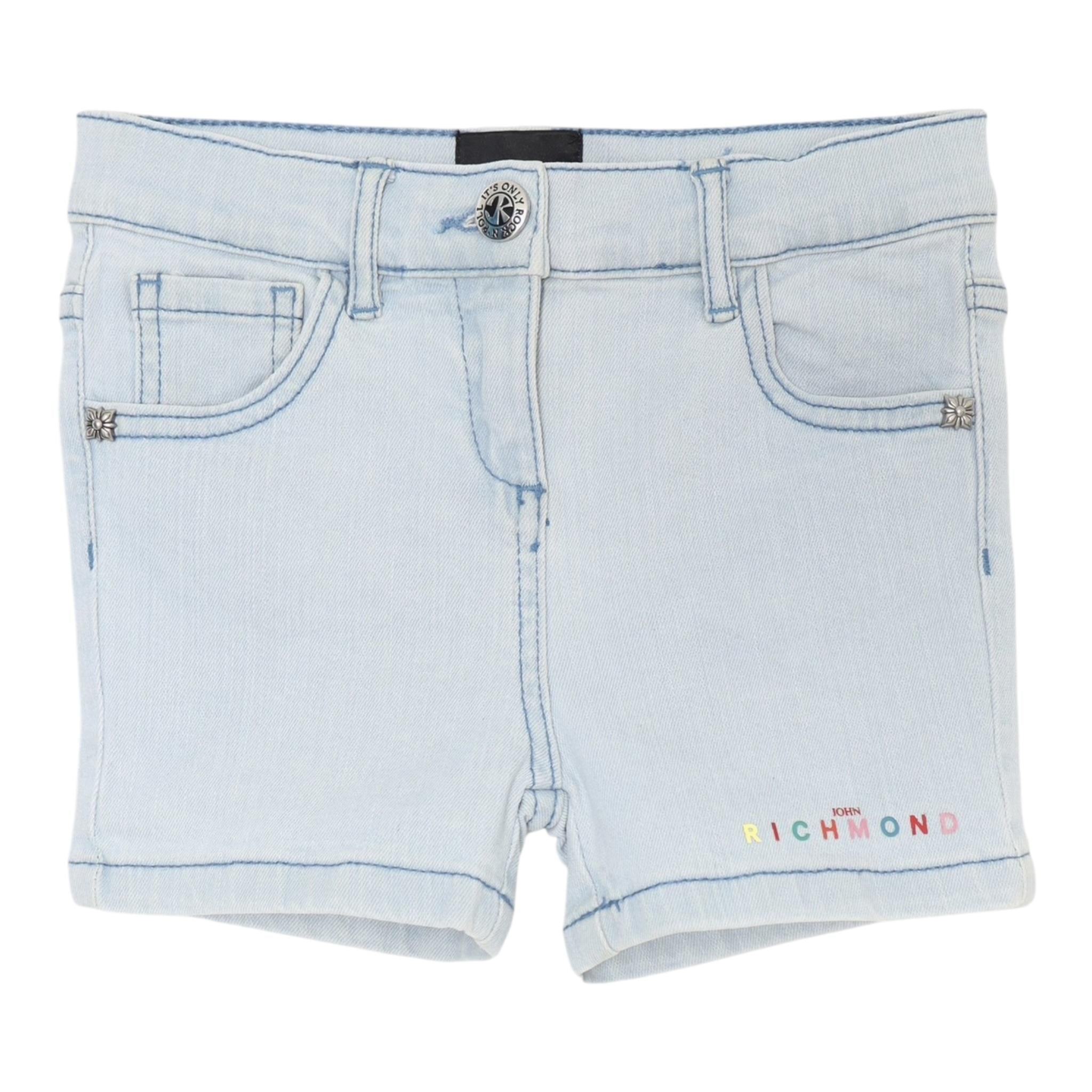 John Richmond Short In Denim Tinta Unita con Logo per Bambina RIP25031SHJXXX AZZURRO JOHN RICHMOND 
