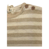 Petit Indi Pagliaccetto Mezza Manica Bicolore Con Fantasia A Righe Bianco/Beige Per Neonato