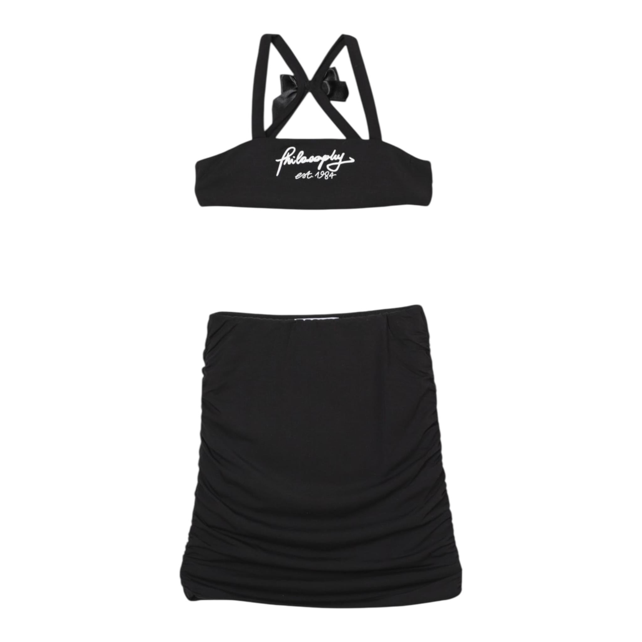 Philosophy Completo 2 Pezzi Top-Gonna Tinta Unita per Bambina I1E500X NERO PHILOSOPHY 