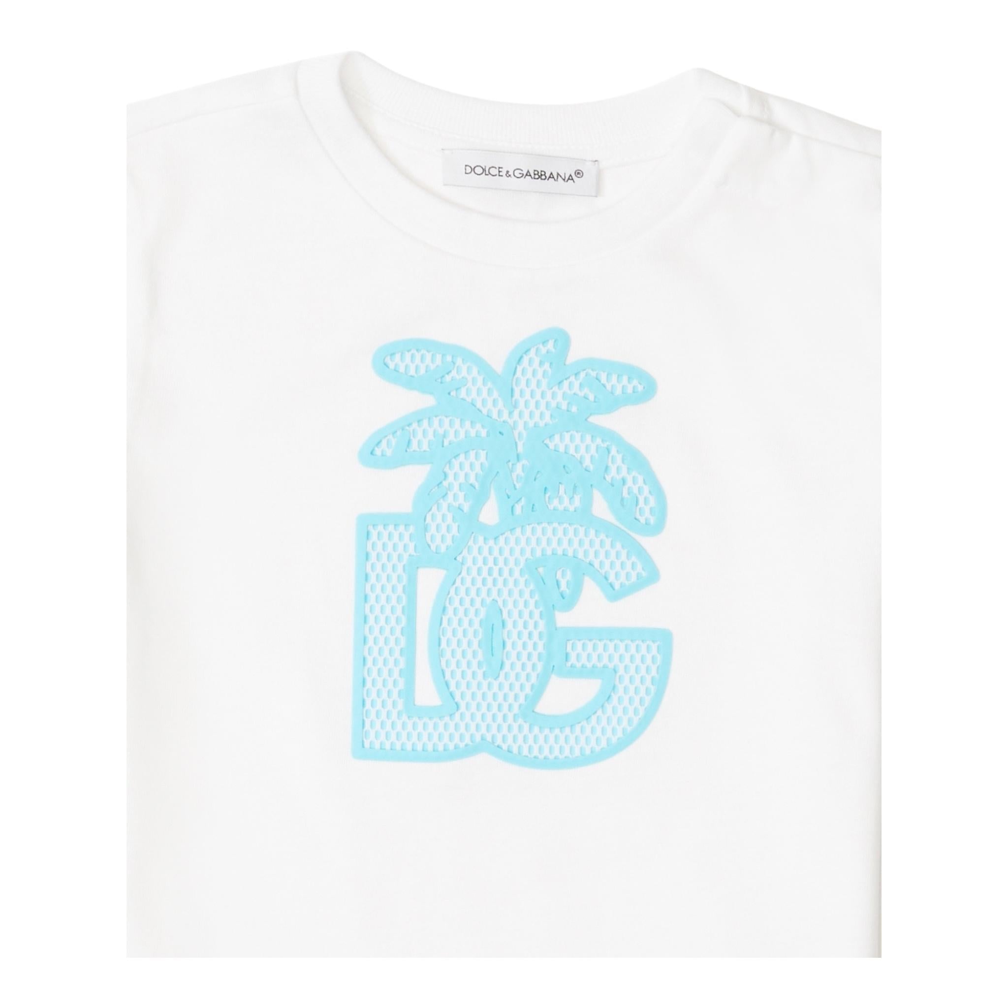 DOLCE & GABBANA t-shirt girocollo tinta unita con logo Bianco per Neonato L1JTEY BIANCO DOLCE & GABBANA 