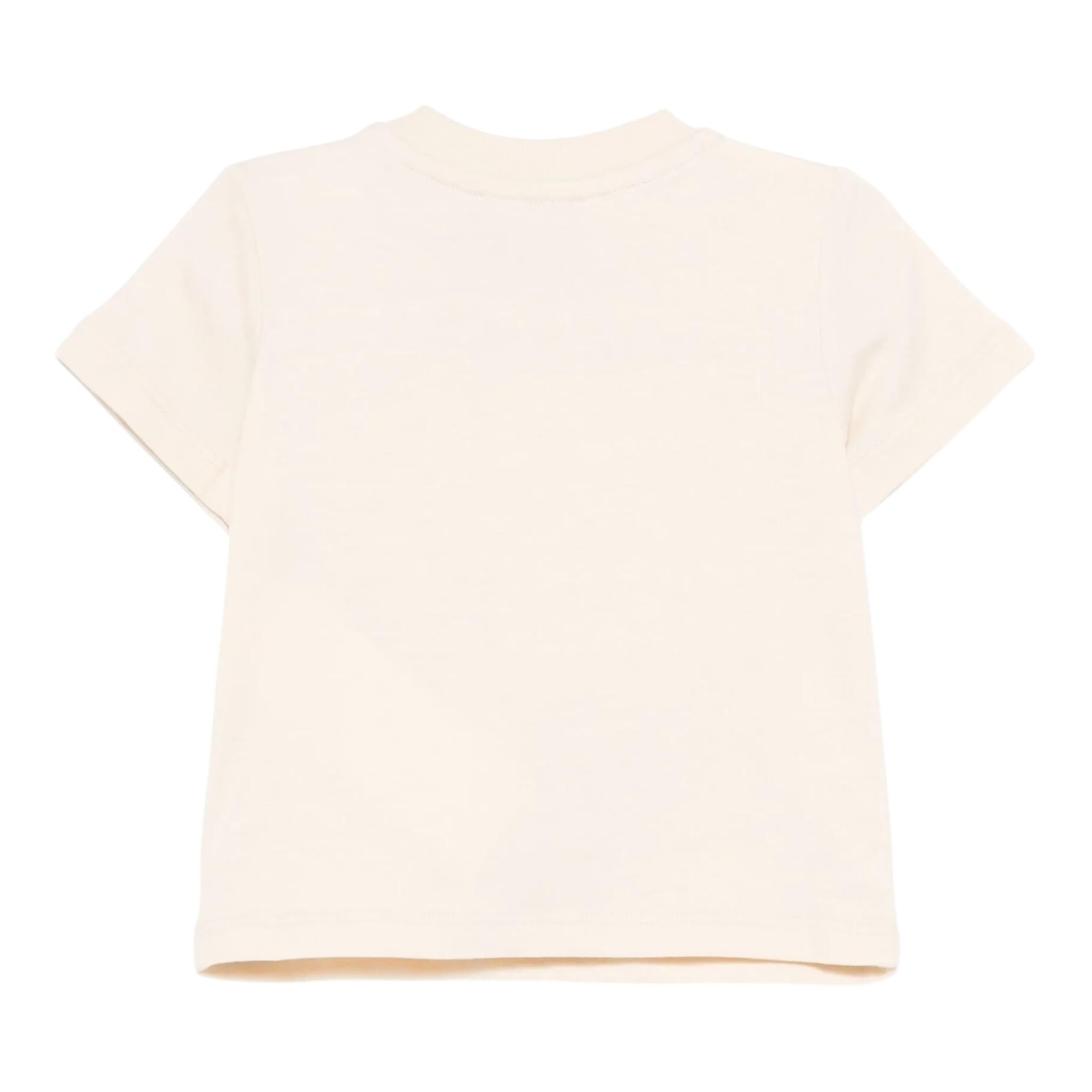 Moschino T-Shirt Girocollo Tinta Unita con Logo per Neonato MDPM047 BEIGE MOSCHINO 
