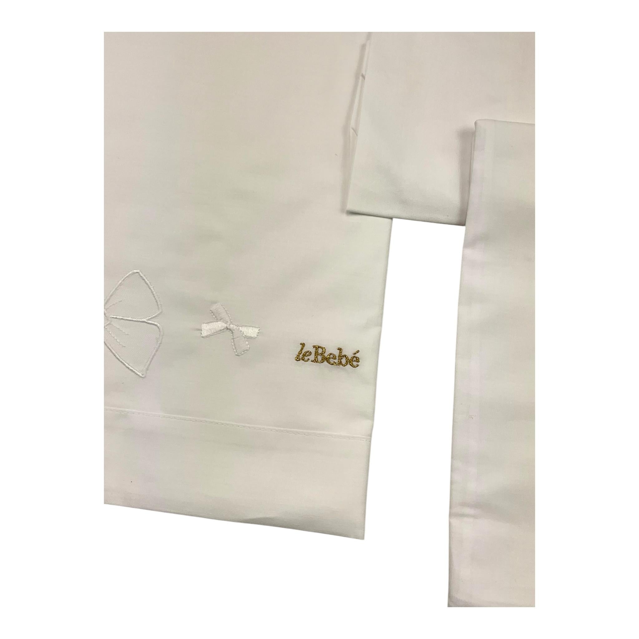 LE BEBE' set 3 pezzi lenzuola tinta unita cn ricami Bianco per Neonata LB6G6032 BIANCO LE BEBE' 