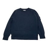 C.P. Company Maglioncino Girocollo Tinta Unita Con Logo Blu Per Bambino