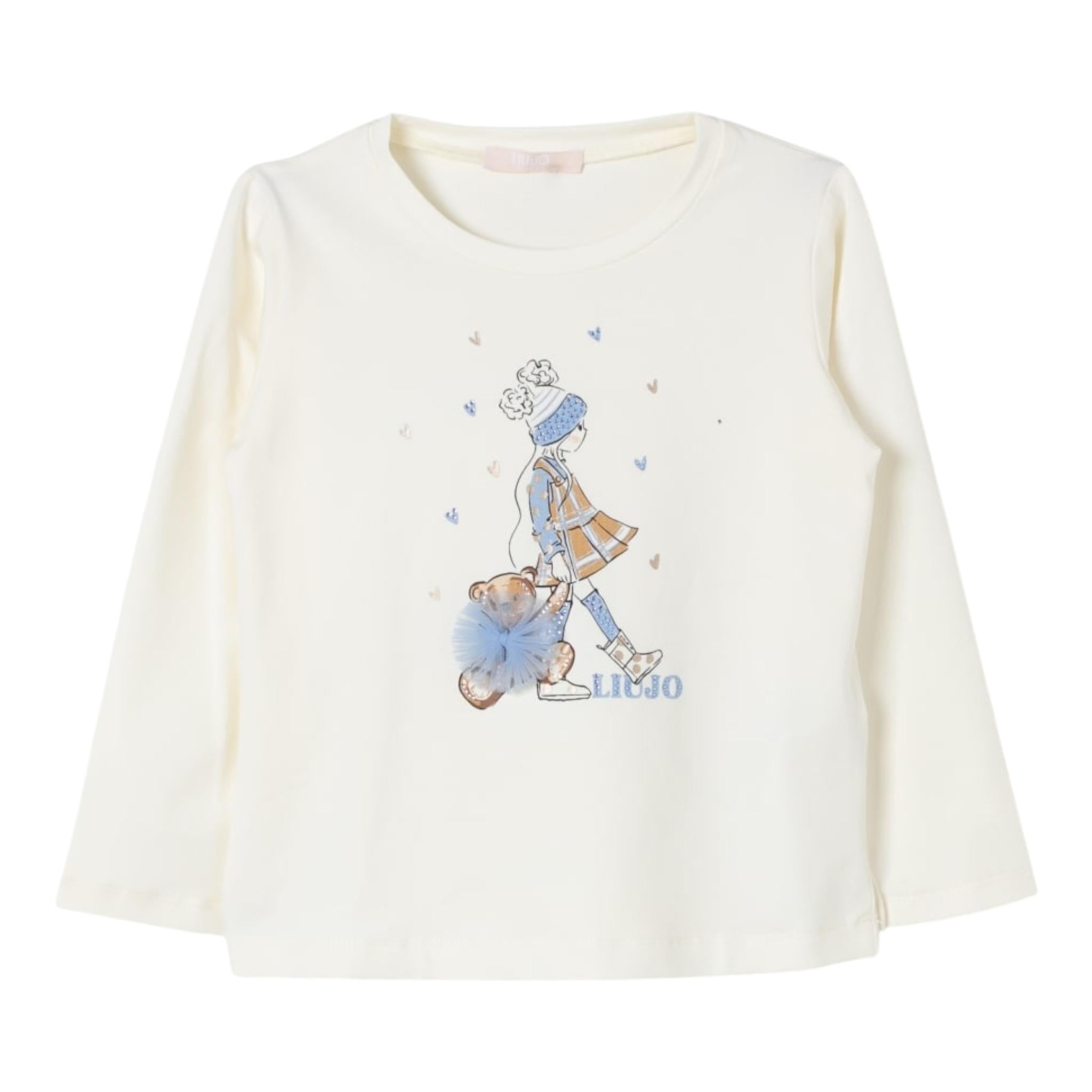 LIU JO shirt girocollo tinta unita con stampa Panna per Neonata KF4066J0088N PANNA LIU JO 