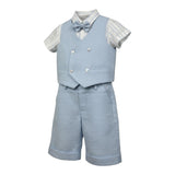 Barcellino Completo 4 Pezzi Camicia-Bermuda-Gilet-Papillon per Neonato 120814 AZZURRO BARCELLINO 
